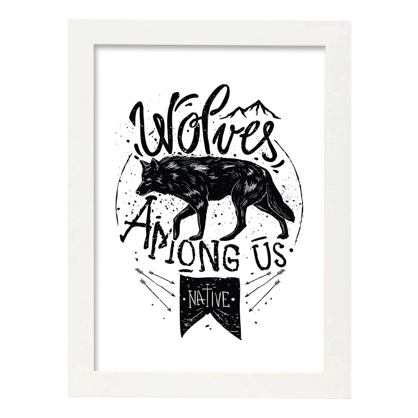 Poster de Lobos entre nosotros. Lámina decorativa de diseño.-Artwork-Nacnic-A3-Marco Blanco-Nacnic Estudio SL