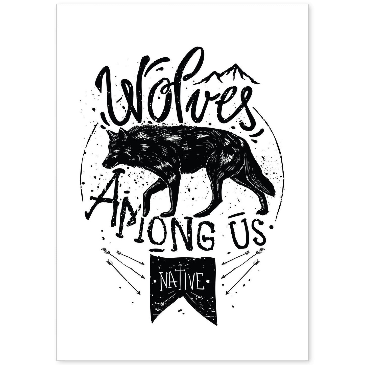 Poster de Lobos entre nosotros. Lámina decorativa de diseño.-Artwork-Nacnic-A4-Sin marco-Nacnic Estudio SL