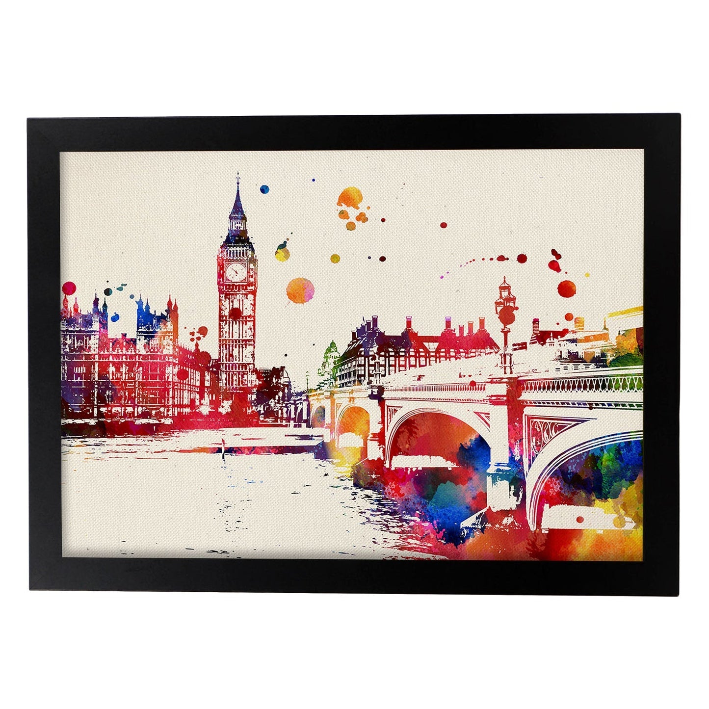 Poster de Londres con diseño acuarela. Mix de láminas con estilo acuarela-Artwork-Nacnic-A3-Marco Negro-Nacnic Estudio SL