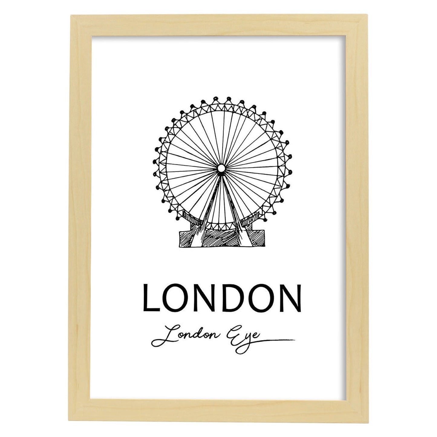 Poster de Londres - El ojo. Láminas con monumentos de ciudades.-Artwork-Nacnic-A4-Marco Madera clara-Nacnic Estudio SL
