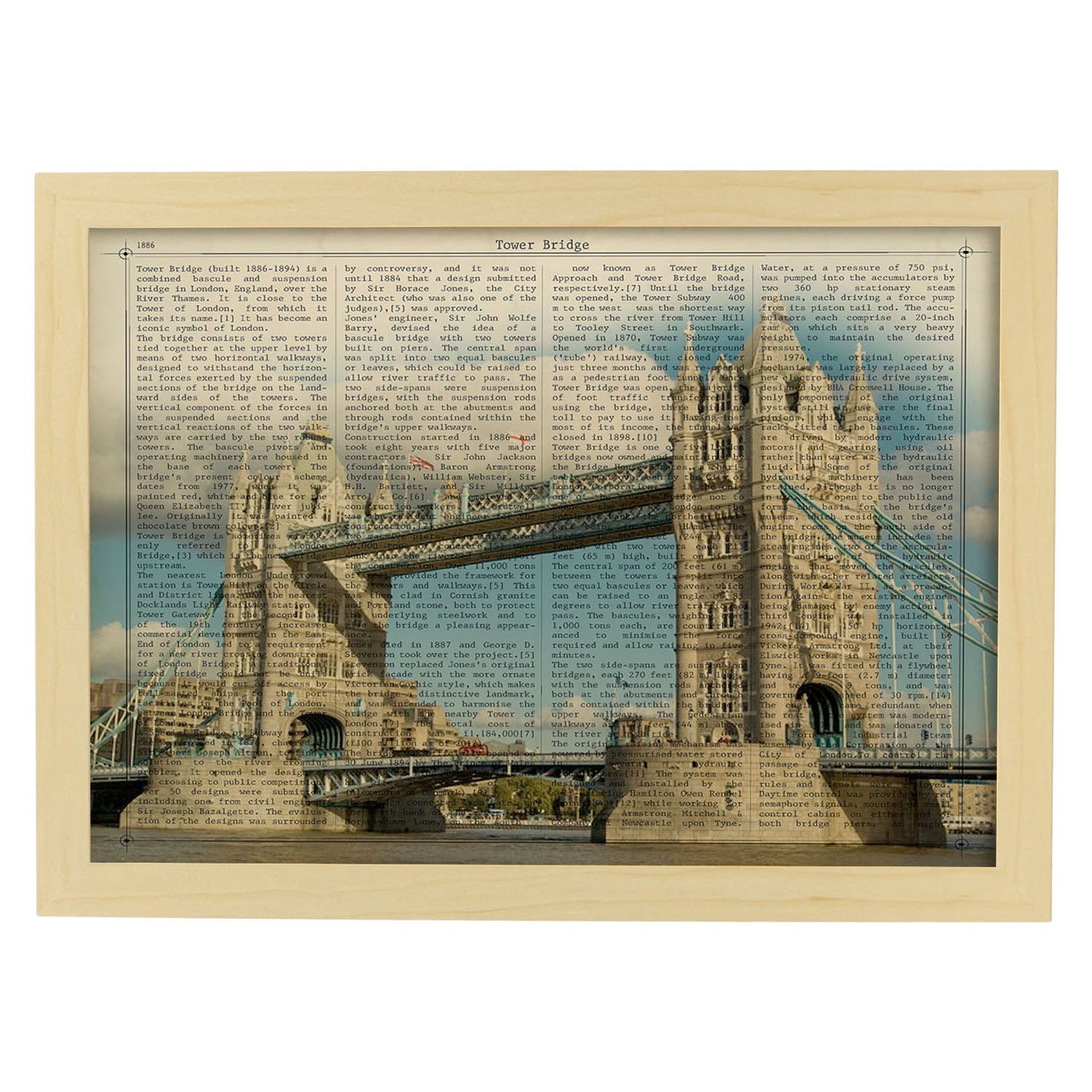 Poster de Londres (Las torres). Láminas e ilustraciones de ciudades del mundo y monumentos famosos.-Artwork-Nacnic-A3-Marco Madera clara-Nacnic Estudio SL