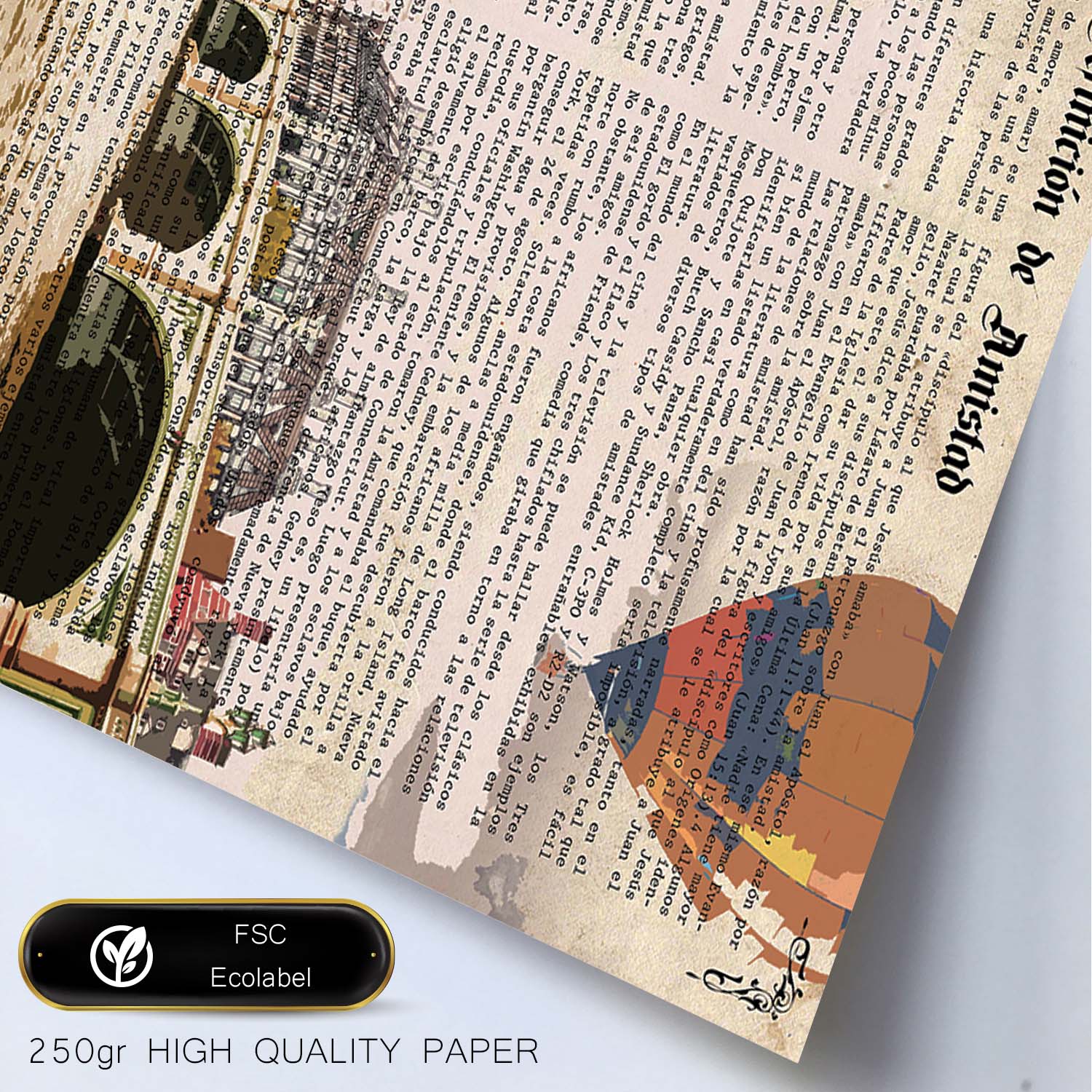 Poster de Londres (London Eye). Láminas e ilustraciones de ciudades del mundo y monumentos famosos.-Artwork-Nacnic-Nacnic Estudio SL