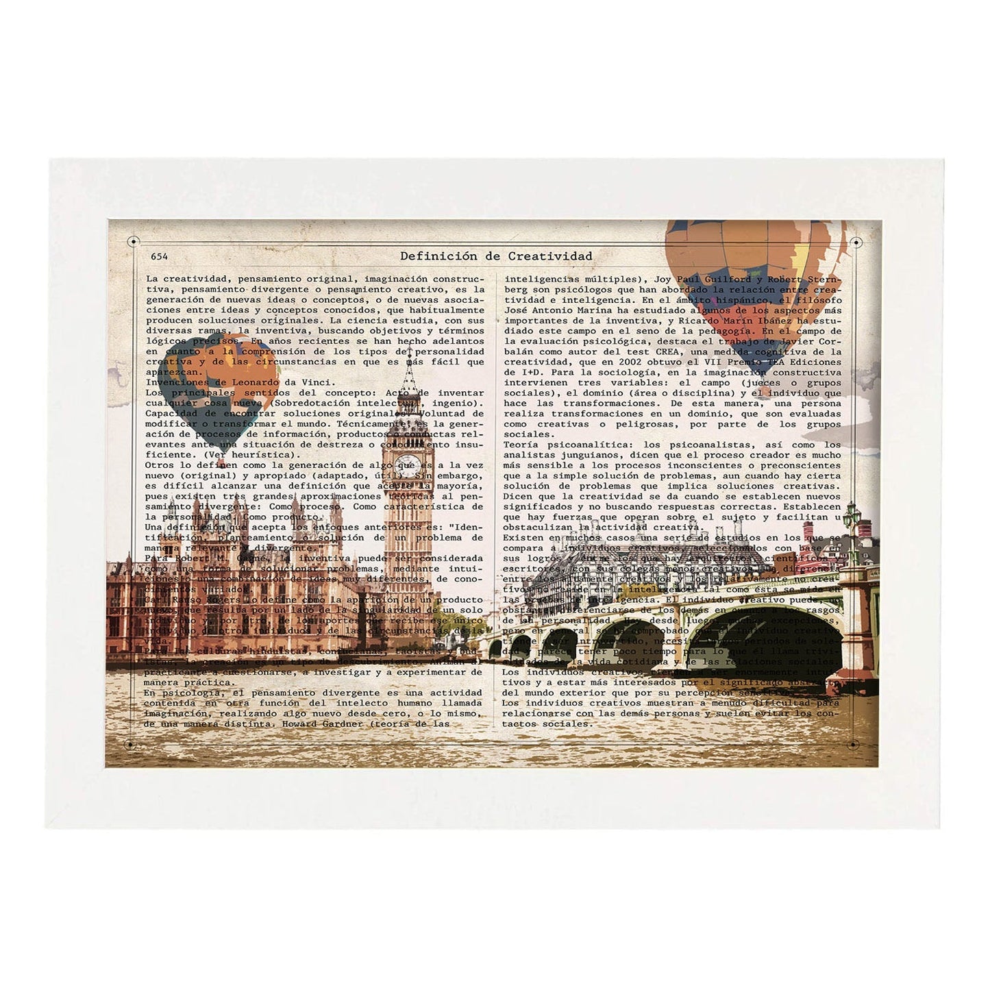 Poster de Londres. Láminas e ilustraciones de ciudades del mundo y monumentos famosos.-Artwork-Nacnic-A4-Marco Blanco-Nacnic Estudio SL