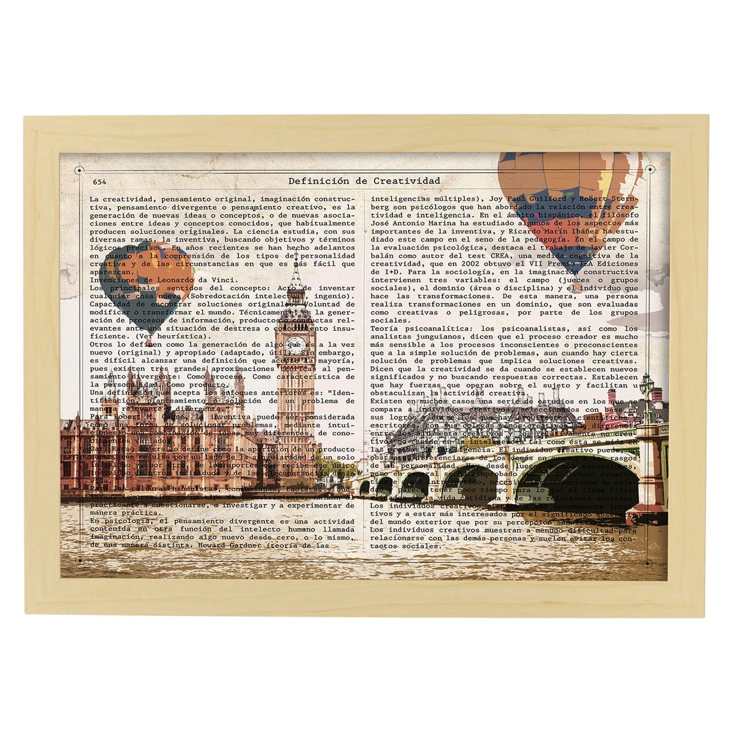 Poster de Londres. Láminas e ilustraciones de ciudades del mundo y monumentos famosos.-Artwork-Nacnic-A4-Marco Madera clara-Nacnic Estudio SL