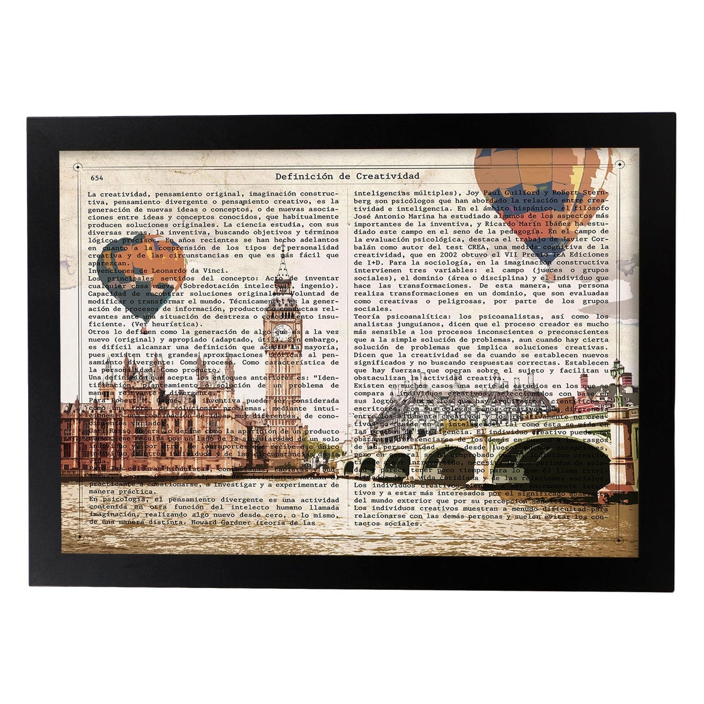 Poster de Londres. Láminas e ilustraciones de ciudades del mundo y monumentos famosos.-Artwork-Nacnic-A4-Marco Negro-Nacnic Estudio SL