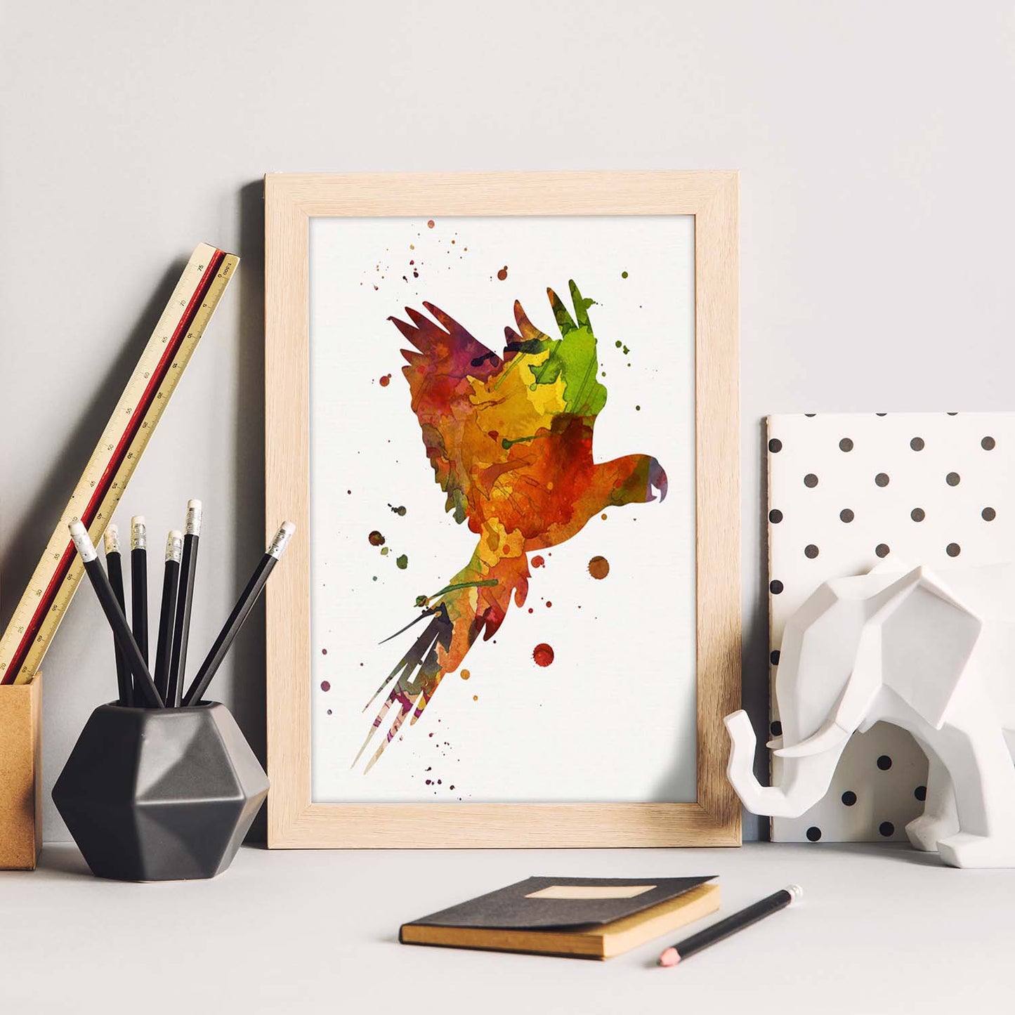 Poster de Loro estilo acuarela. Láminas de animales con estilo acuarela-Artwork-Nacnic-Nacnic Estudio SL