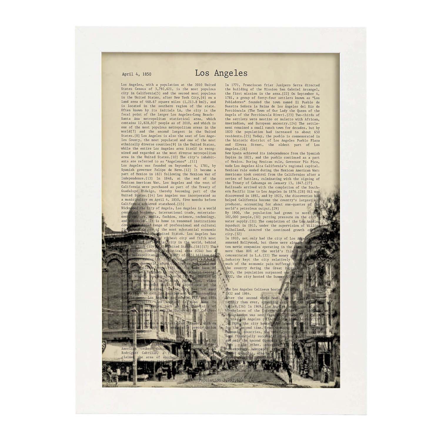 Poster de Los Angeles 3. Láminas e ilustraciones de ciudades del mundo y monumentos famosos.-Artwork-Nacnic-A3-Marco Blanco-Nacnic Estudio SL