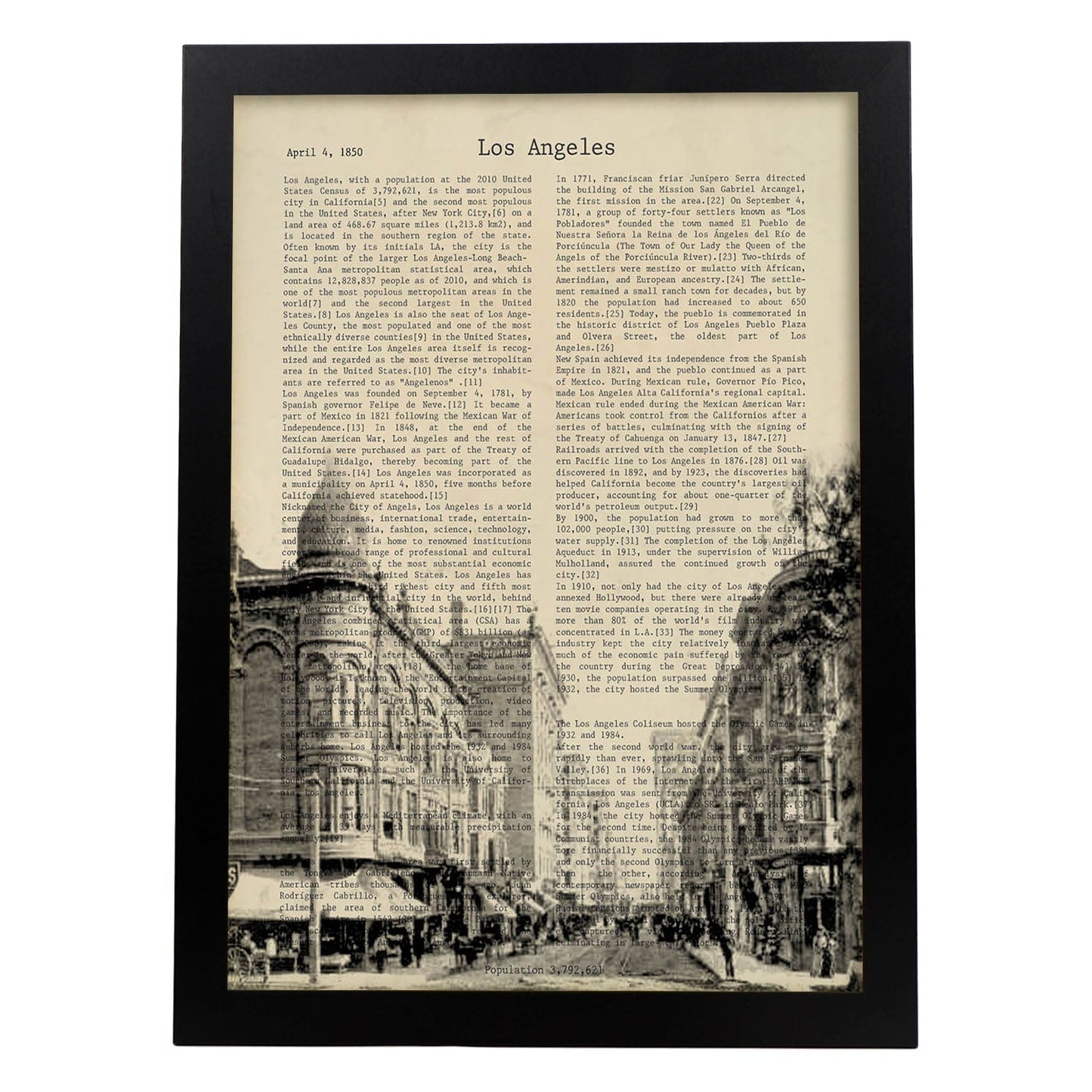 Poster de Los Angeles 3. Láminas e ilustraciones de ciudades del mundo y monumentos famosos.-Artwork-Nacnic-A4-Marco Negro-Nacnic Estudio SL