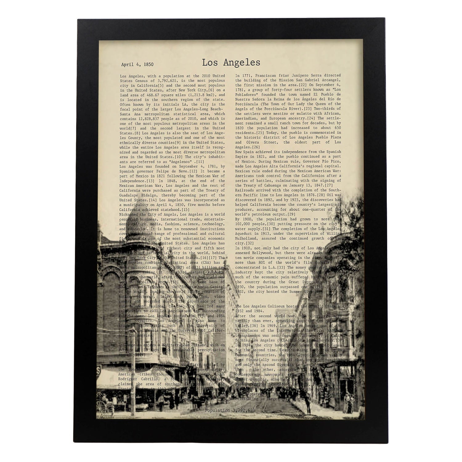 Poster de Los Angeles 3. Láminas e ilustraciones de ciudades del mundo y monumentos famosos.-Artwork-Nacnic-A4-Marco Negro-Nacnic Estudio SL