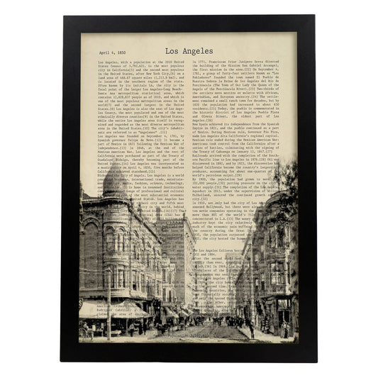 Poster de Los Angeles 3. Láminas e ilustraciones de ciudades del mundo y monumentos famosos.-Artwork-Nacnic-A4-Marco Negro-Nacnic Estudio SL