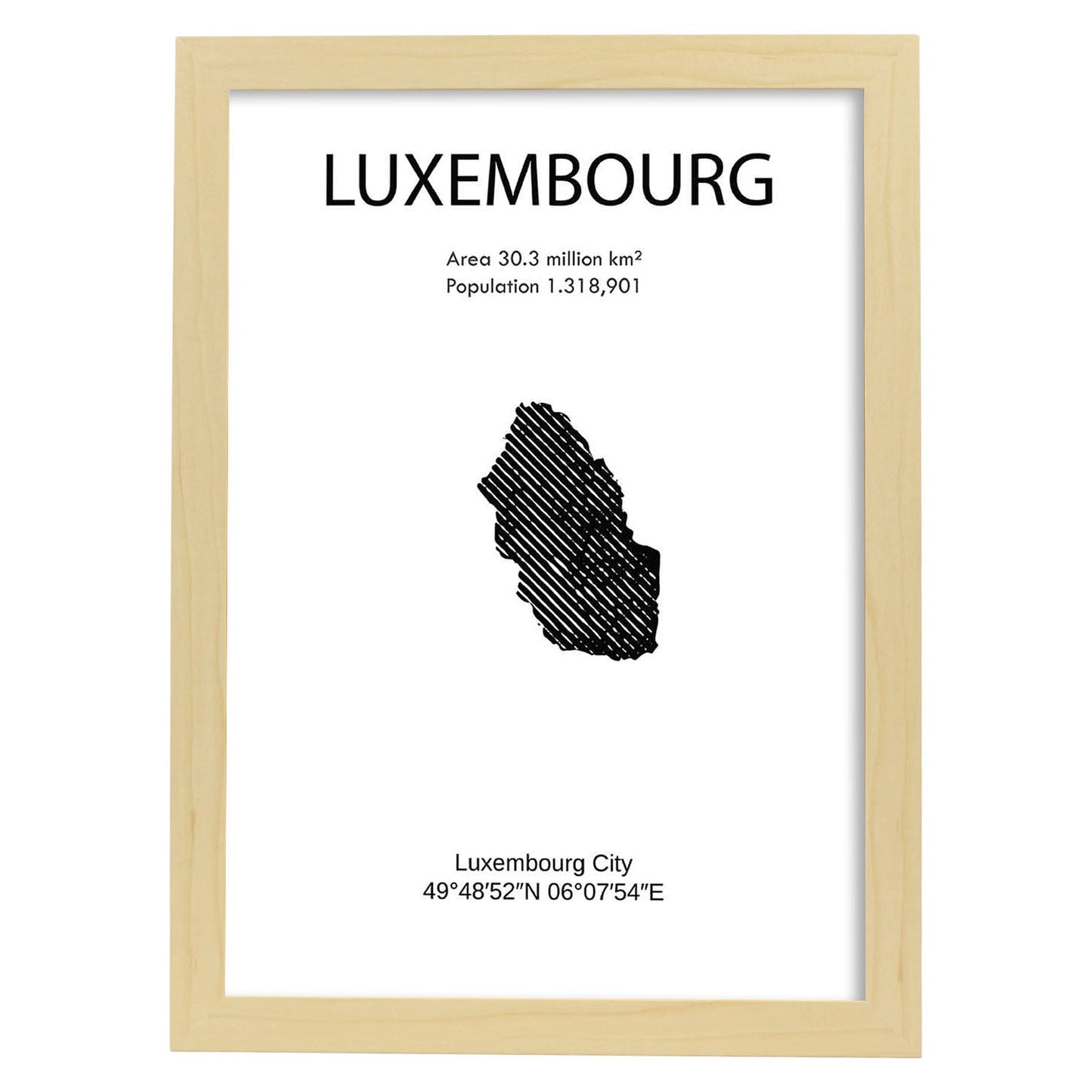 Poster de Luxemburgo. Láminas de paises y continentes del mundo.-Artwork-Nacnic-A4-Marco Madera clara-Nacnic Estudio SL