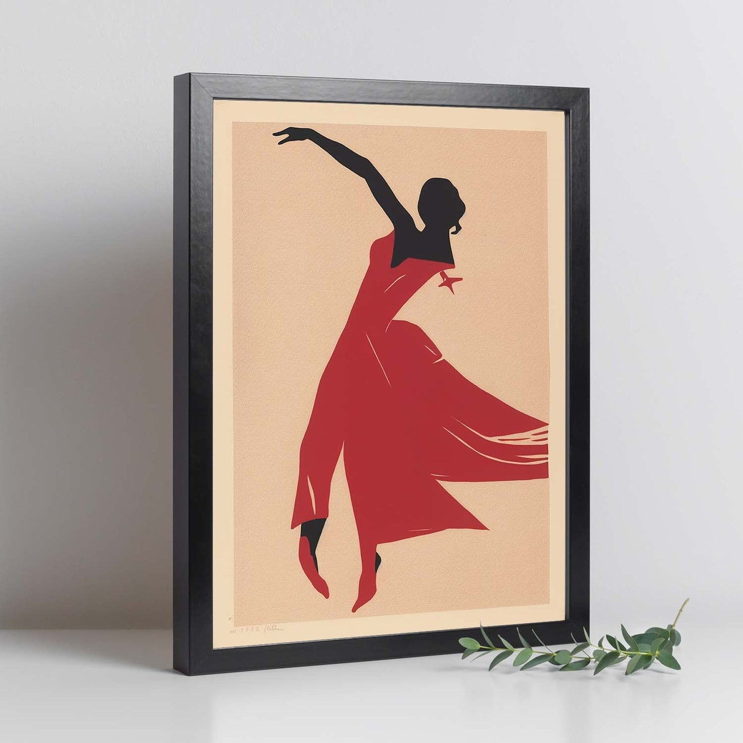Póster Minimalista de Bailarina Abstracta en Madera