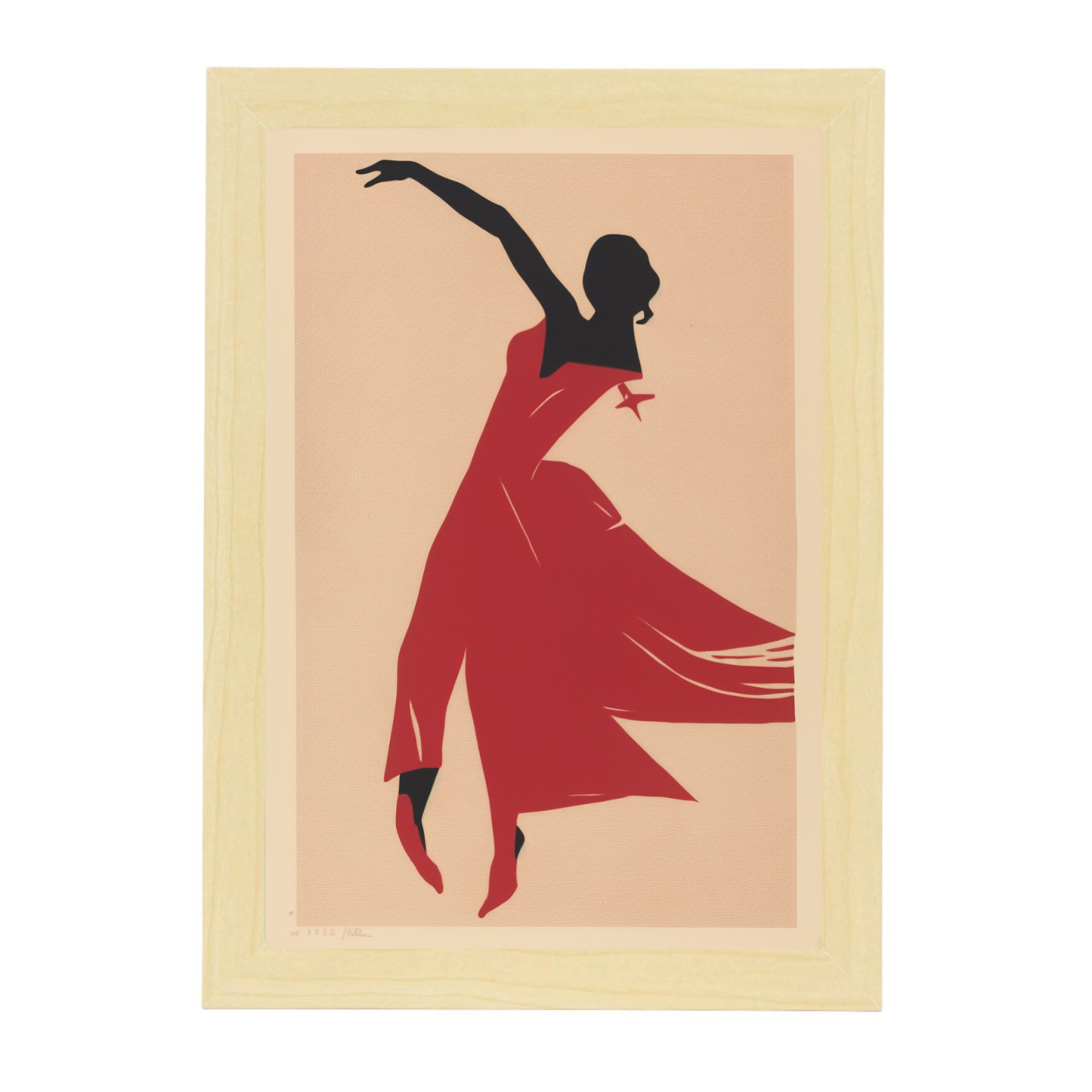 Póster Minimalista de Bailarina Abstracta en Madera