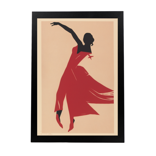 Póster Minimalista de Bailarina Abstracta en Madera