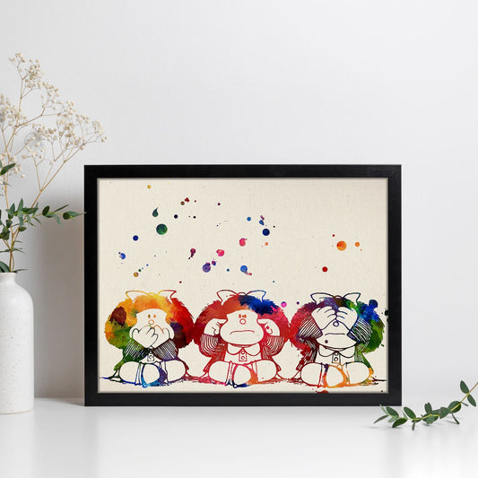 Poster de Mafalda. Láminas de cine, películas, y actores. Posters de películas antiguas con estilo acuarela.-Artwork-Nacnic-Nacnic Estudio SL