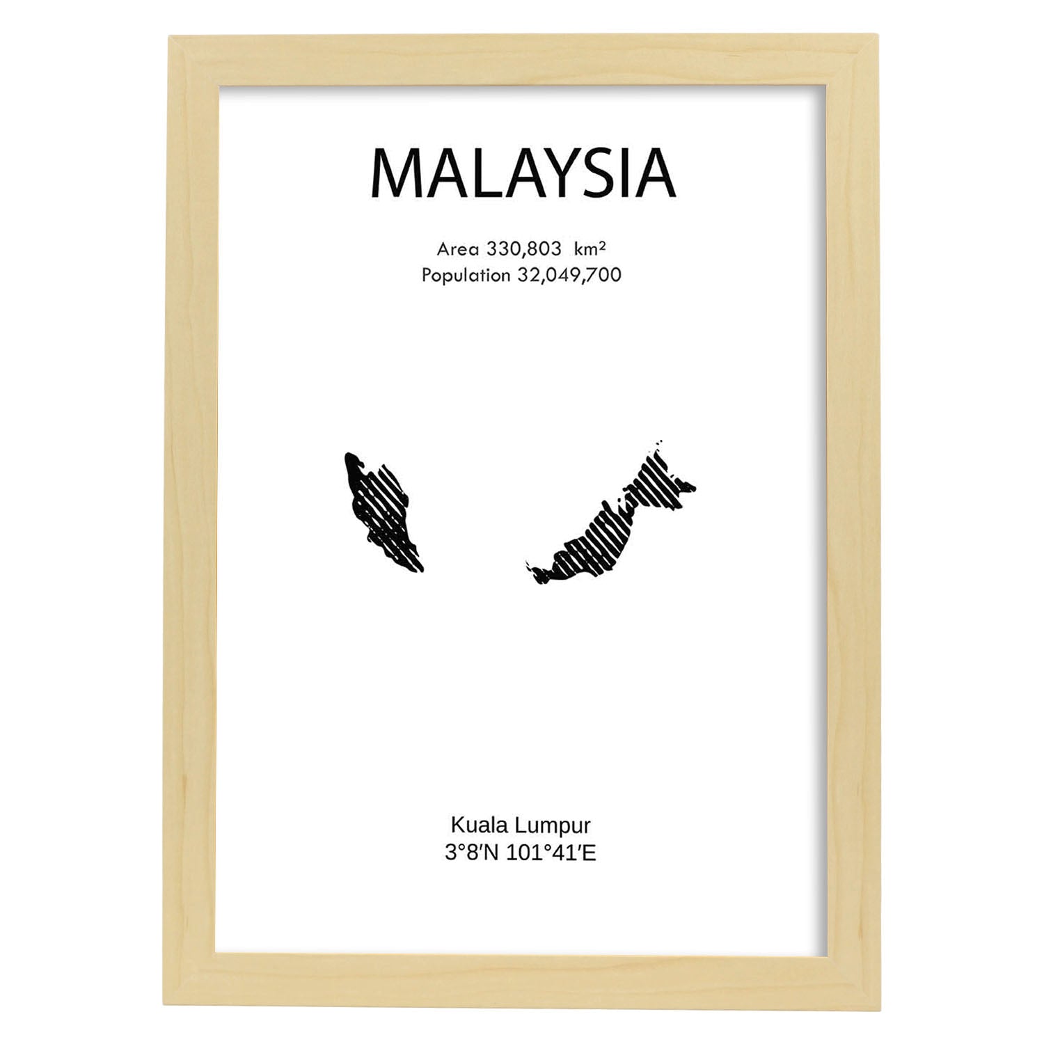 Poster de Malasia. Láminas de paises y continentes del mundo.-Artwork-Nacnic-A4-Marco Madera clara-Nacnic Estudio SL