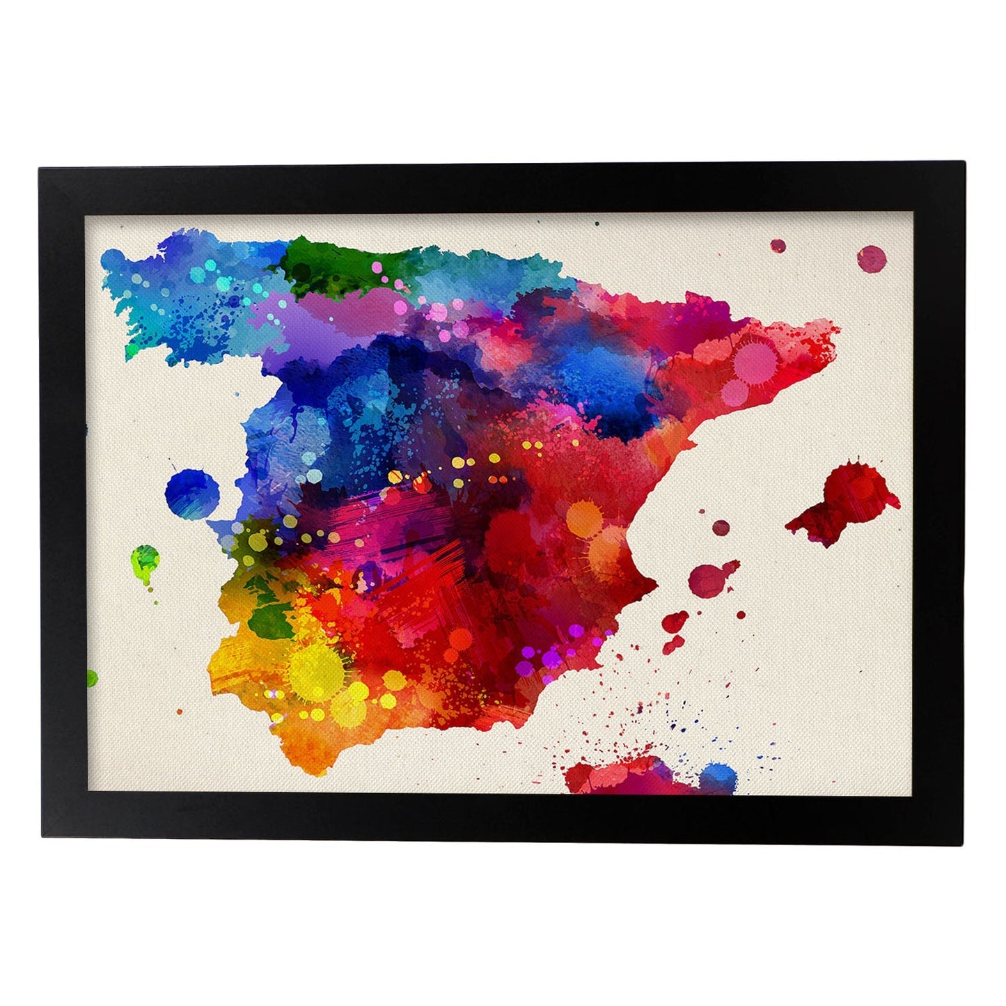 Poster de Mapa Espana 2. Láminas e ilustraciones de ciudades, comunidades, y mapas de España.-Artwork-Nacnic-A3-Marco Negro-Nacnic Estudio SL
