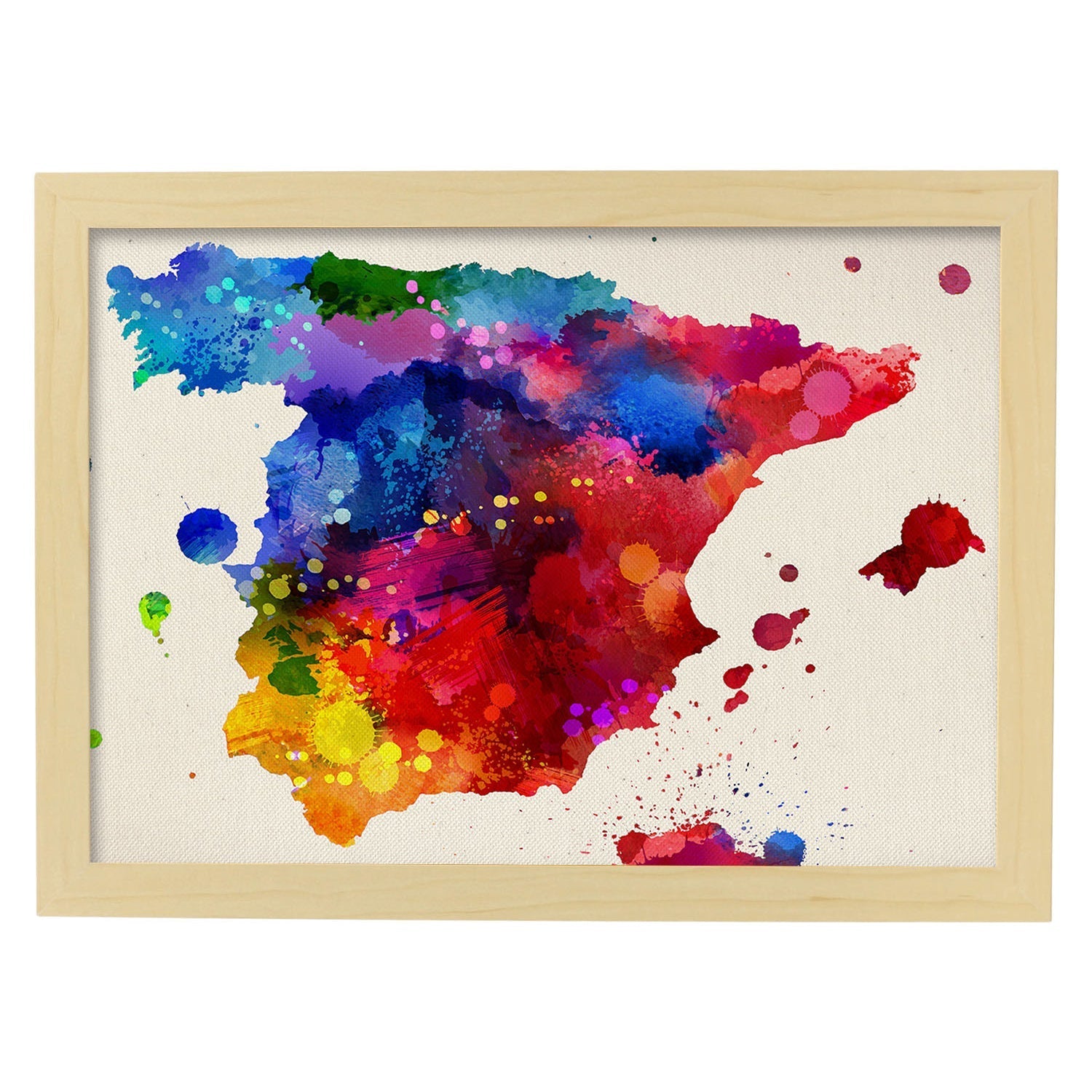 Poster de Mapa Espana 2. Láminas e ilustraciones de ciudades, comunidades, y mapas de España.-Artwork-Nacnic-A4-Marco Madera clara-Nacnic Estudio SL