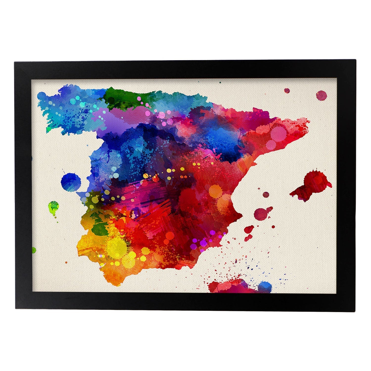 Poster de Mapa Espana 2. Láminas e ilustraciones de ciudades, comunidades, y mapas de España.-Artwork-Nacnic-A4-Marco Negro-Nacnic Estudio SL