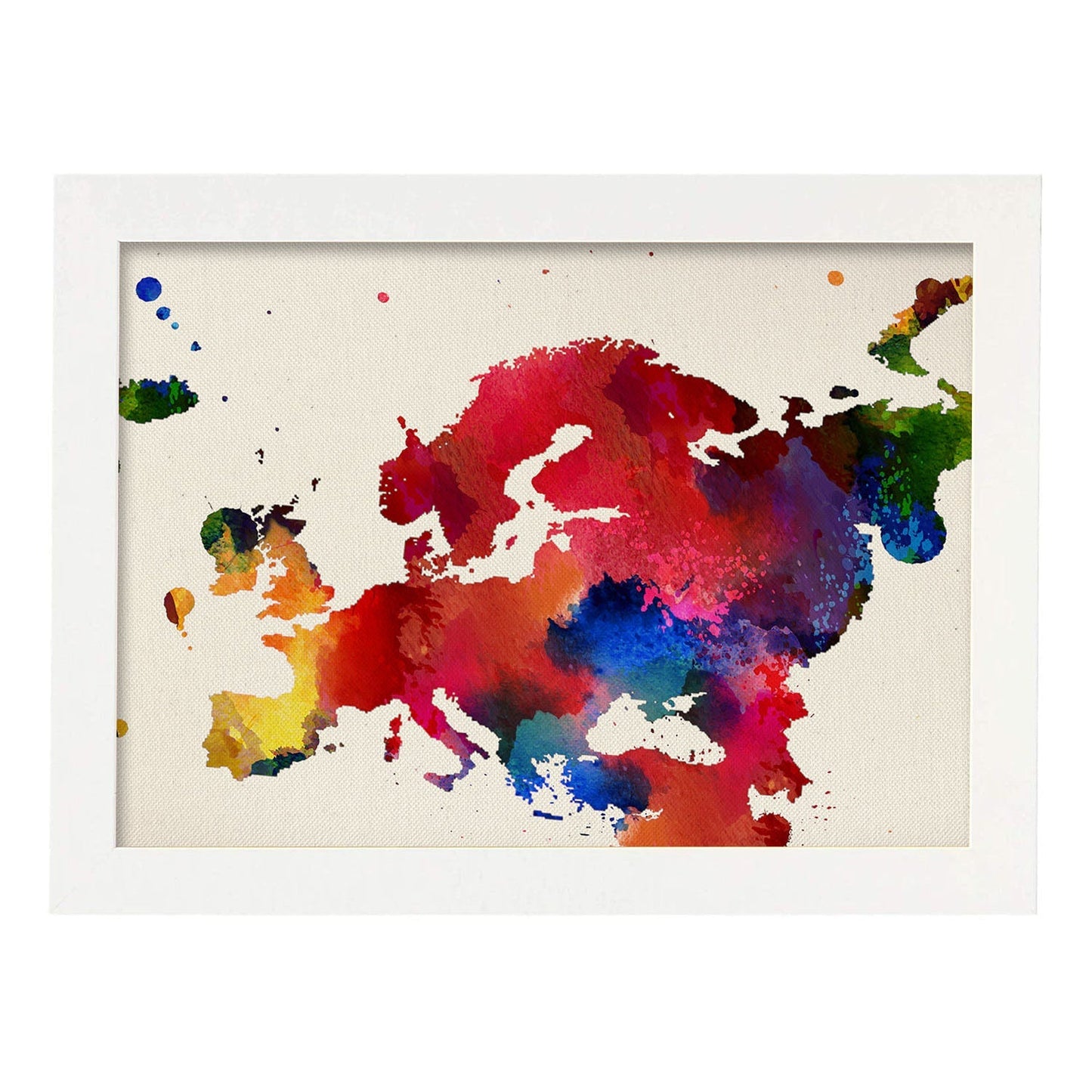 Poster de Mapa Europa. Láminas e ilustraciones de ciudades, comunidades, y mapas de España.-Artwork-Nacnic-A3-Marco Blanco-Nacnic Estudio SL