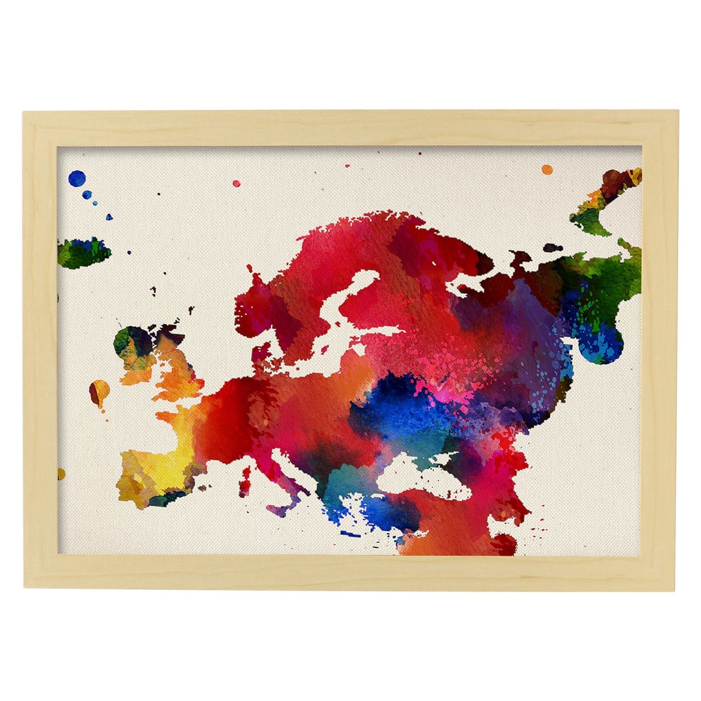 Poster de Mapa Europa. Láminas e ilustraciones de ciudades, comunidades, y mapas de España.-Artwork-Nacnic-A4-Marco Madera clara-Nacnic Estudio SL
