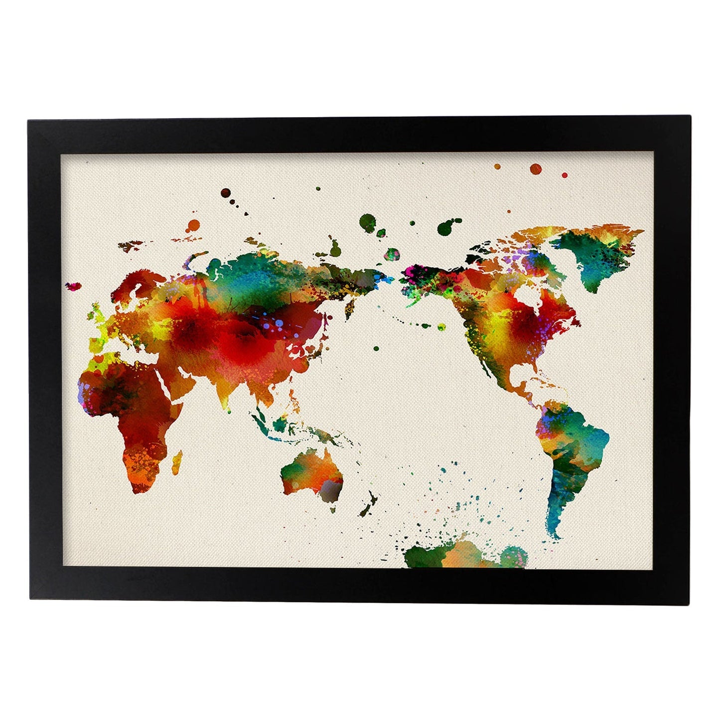Poster de Mapa mundi 2. Láminas e ilustraciones de ciudades, comunidades, y mapas de España.-Artwork-Nacnic-A4-Marco Negro-Nacnic Estudio SL