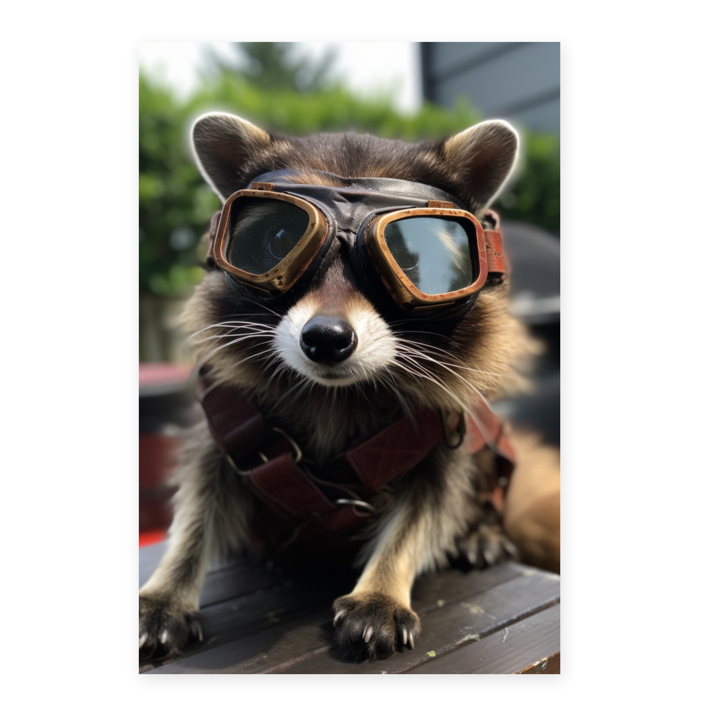 Póster Vintage de Mapache con Gafas de Aviador