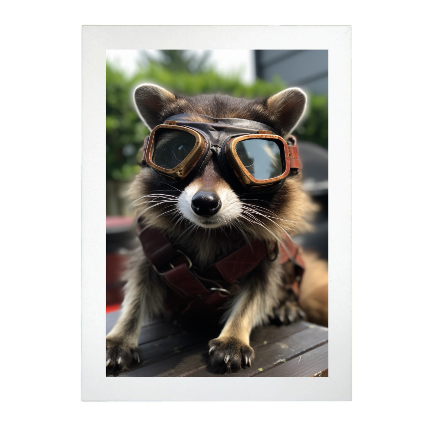 Póster Vintage de Mapache con Gafas de Aviador