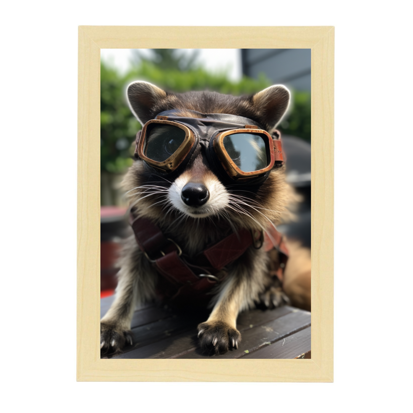 Póster Vintage de Mapache con Gafas de Aviador