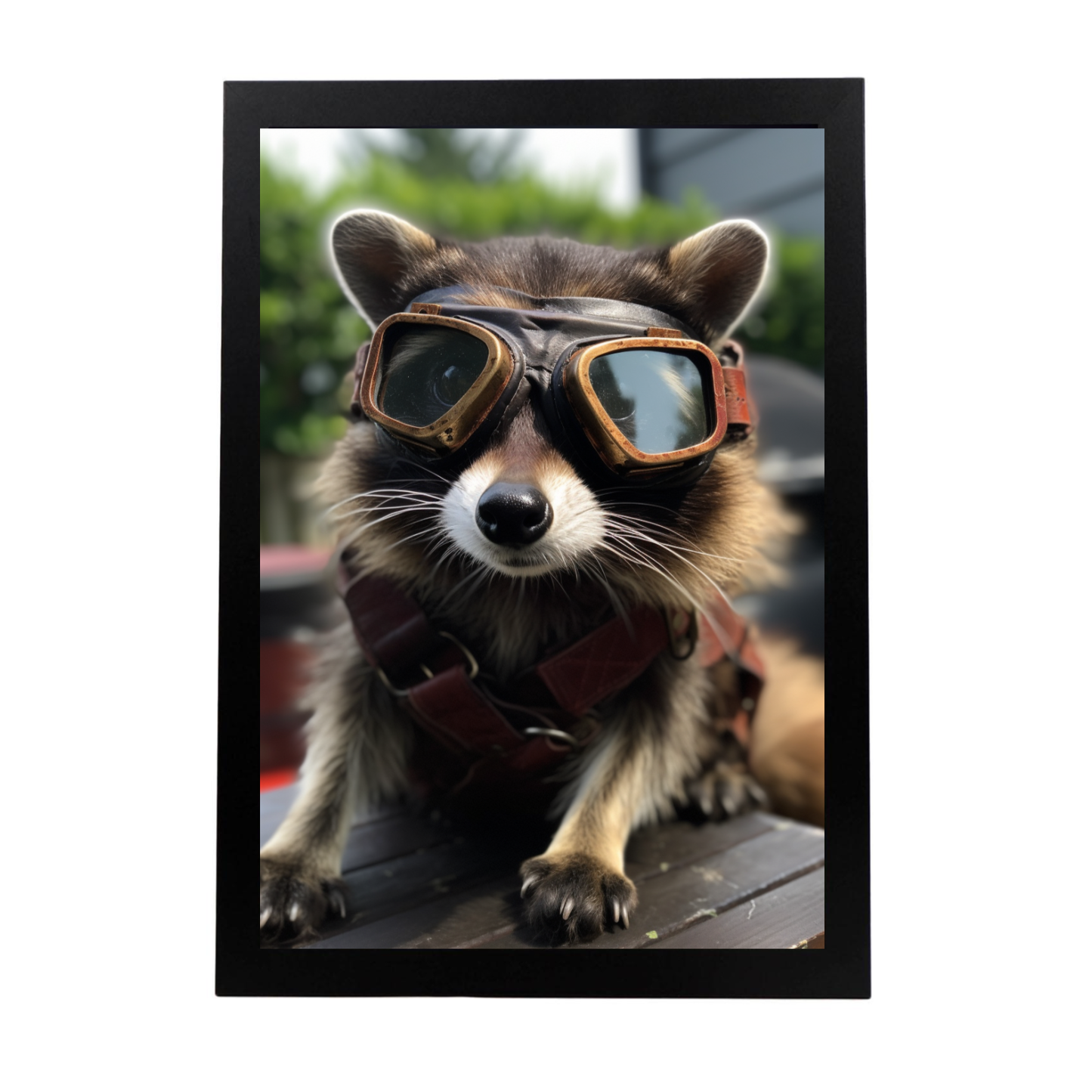 Póster Vintage de Mapache con Gafas de Aviador