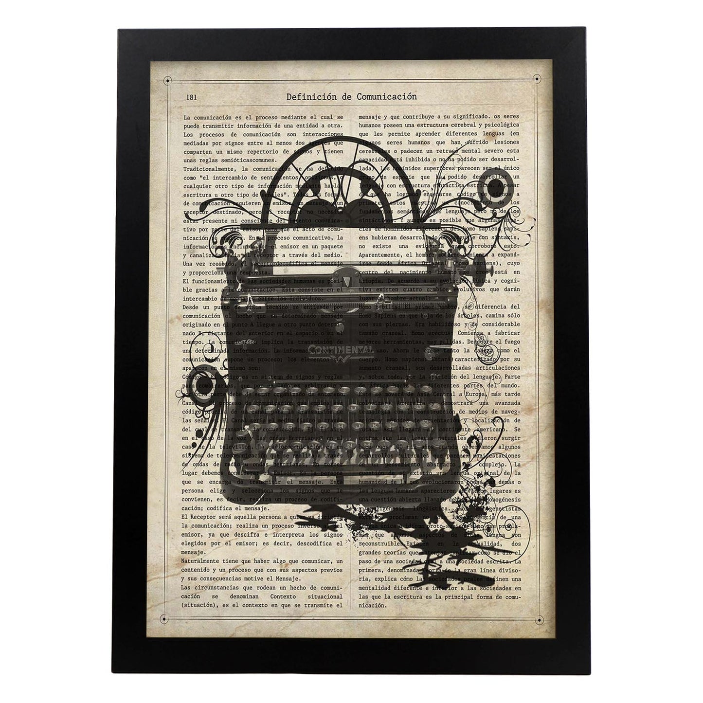Poster de Maquina de escribir Continental.Láminas vintage para Posters con diseño vintage y definiciones.-Artwork-Nacnic-A3-Marco Negro-Nacnic Estudio SL