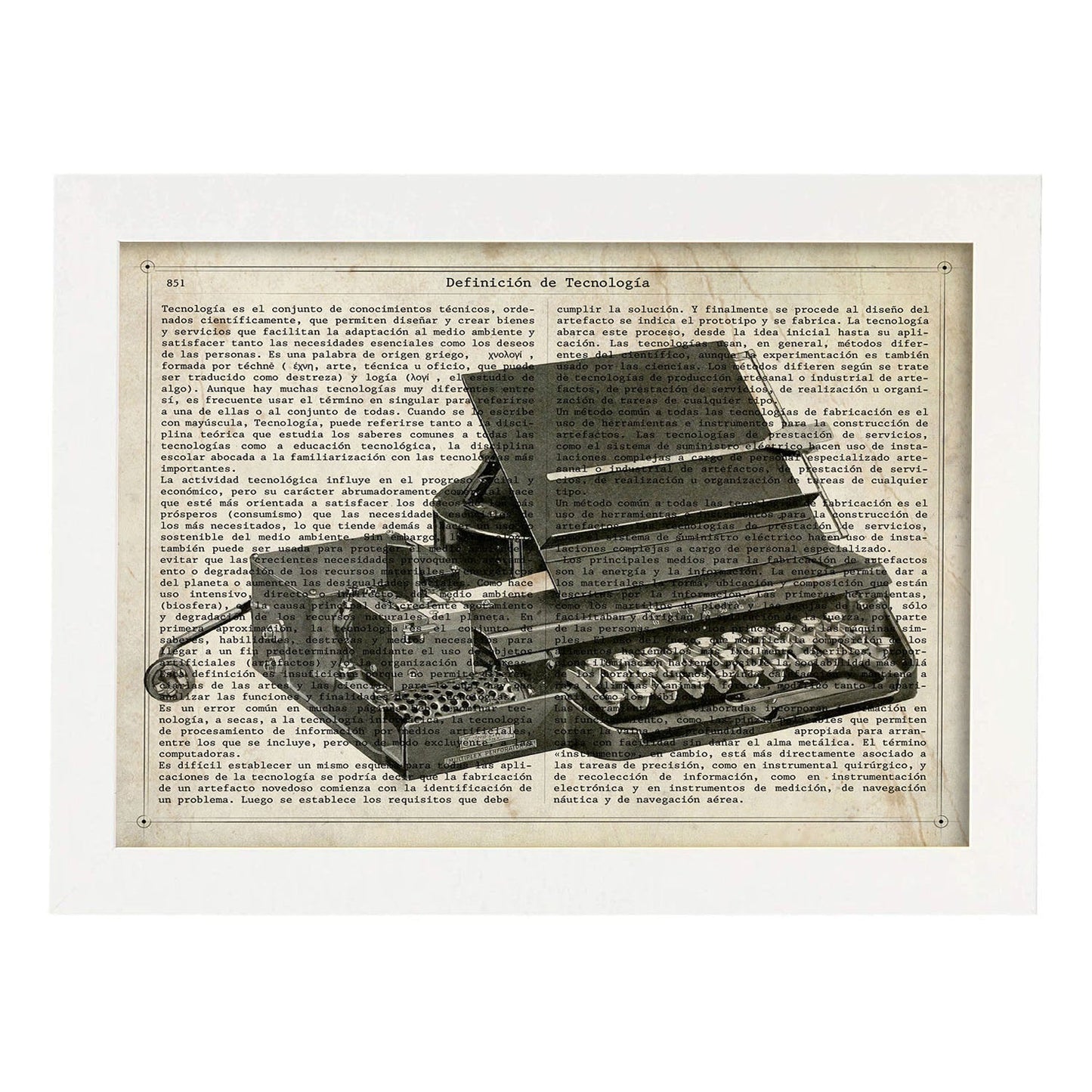 Poster de Máquina de escribir facturas. Láminas vintage con definiciones. Diseño de interiores.-Artwork-Nacnic-A3-Marco Blanco-Nacnic Estudio SL