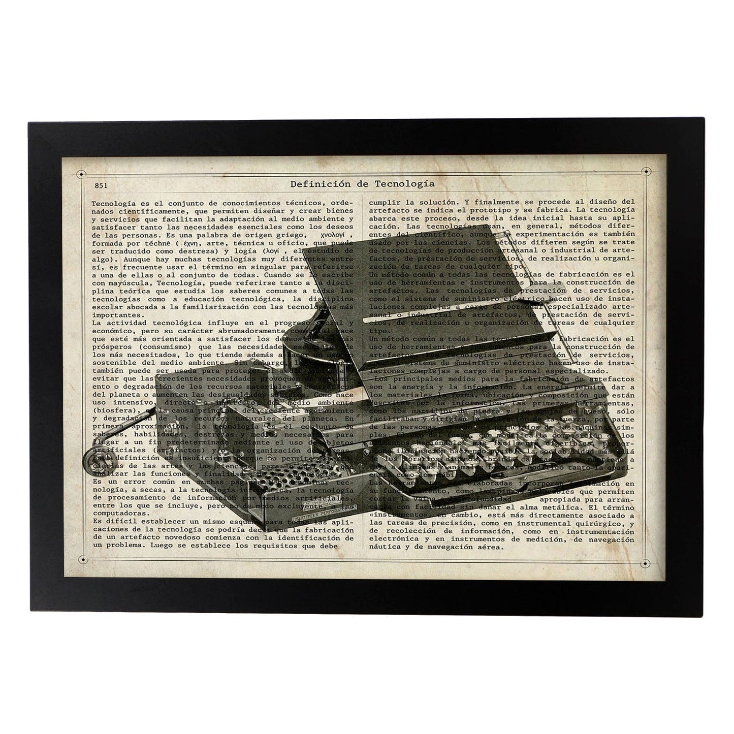 Poster de Máquina de escribir facturas. Láminas vintage con definiciones. Diseño de interiores.-Artwork-Nacnic-A3-Marco Negro-Nacnic Estudio SL