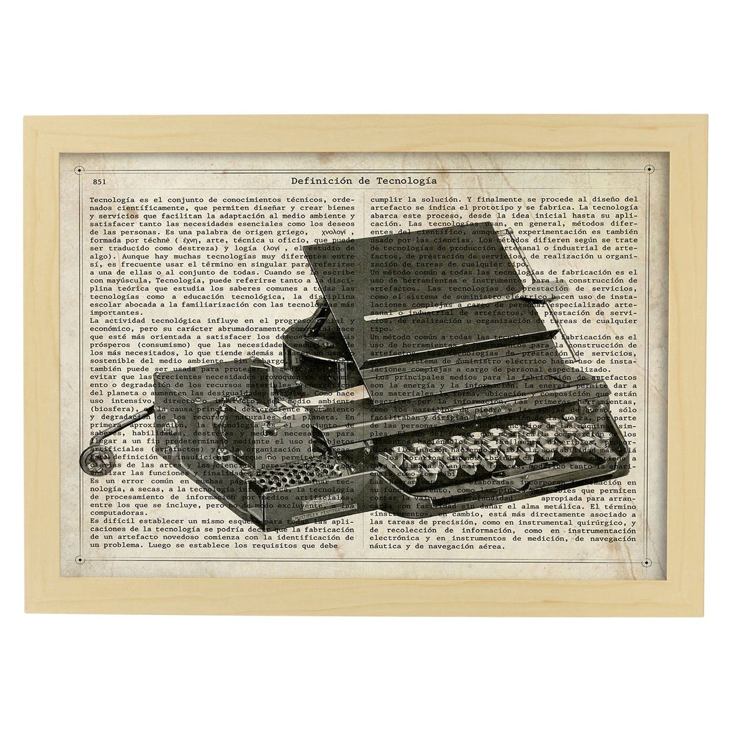 Poster de Máquina de escribir facturas. Láminas vintage con definiciones. Diseño de interiores.-Artwork-Nacnic-A4-Marco Madera clara-Nacnic Estudio SL