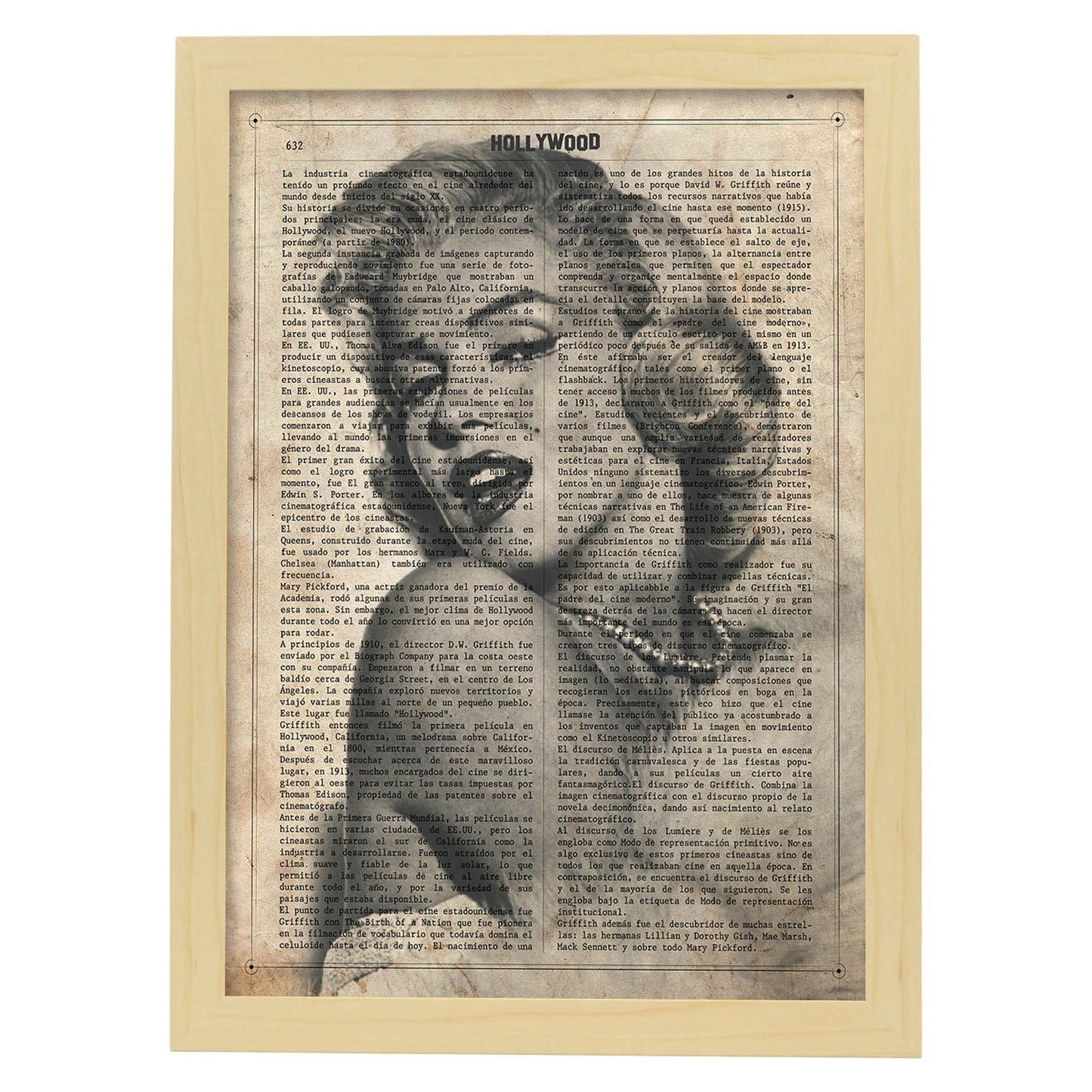 Poster de Marilyn Monroe. Láminas de personajes importantes. Posters de músicos, actores, inventores, exploradores, ...-Artwork-Nacnic-A3-Marco Madera clara-Nacnic Estudio SL