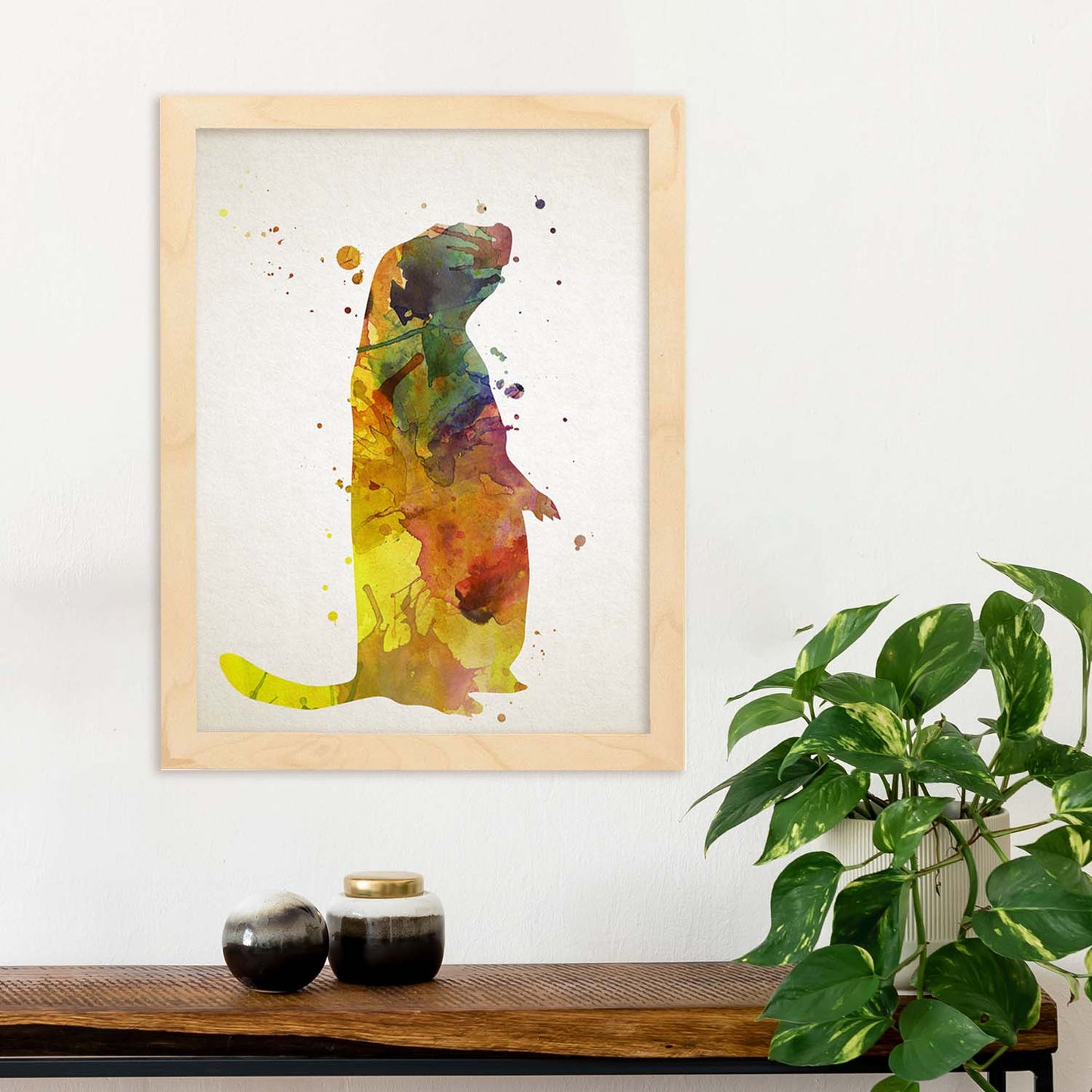 Poster de Marmota estilo acuarela. Láminas de animales con estilo acuarela-Artwork-Nacnic-Nacnic Estudio SL