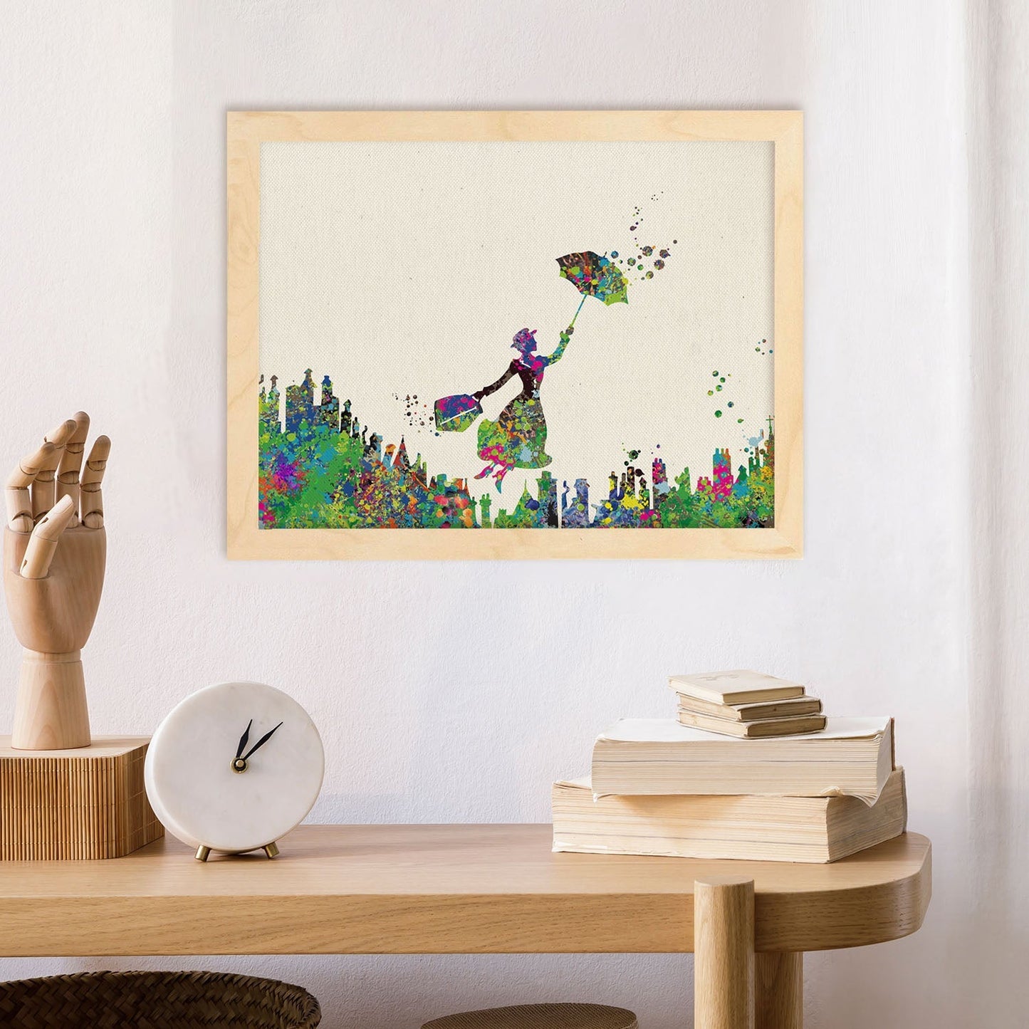 Poster de Mary Poppins estilo acuarela. Láminas de cine, películas, y actores. Posters de películas antiguas con estilo acuarela.-Artwork-Nacnic-Nacnic Estudio SL