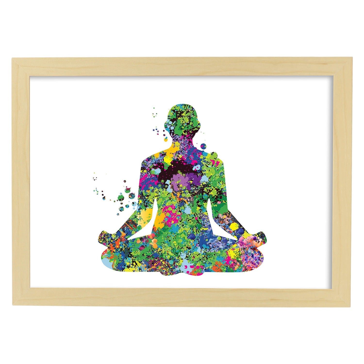 Poster de Meditación estilo acuarela. Mix de láminas con estilo acuarela-Artwork-Nacnic-A3-Marco Madera clara-Nacnic Estudio SL