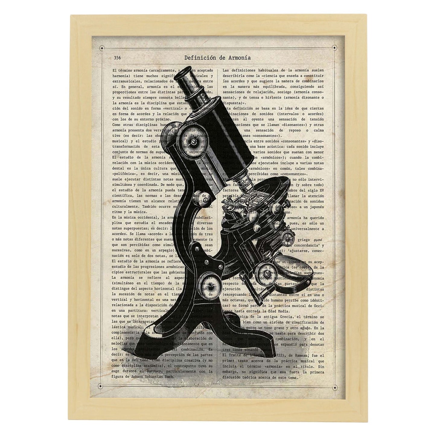 Poster de Microscopio de espejo. Láminas vintage con definiciones. Diseño de interiores.-Artwork-Nacnic-A3-Marco Madera clara-Nacnic Estudio SL