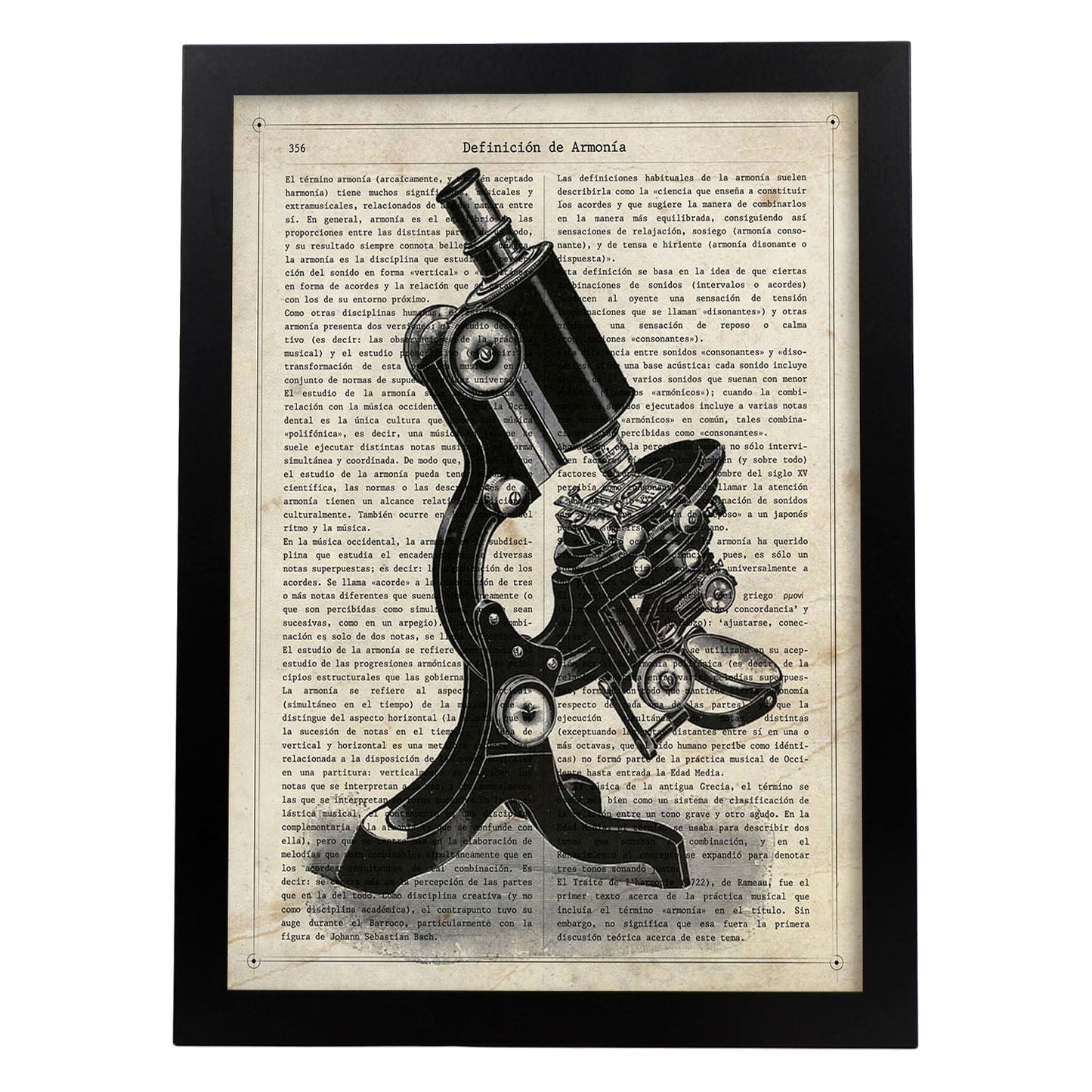 Poster de Microscopio de espejo. Láminas vintage con definiciones. Diseño de interiores.-Artwork-Nacnic-A4-Marco Negro-Nacnic Estudio SL
