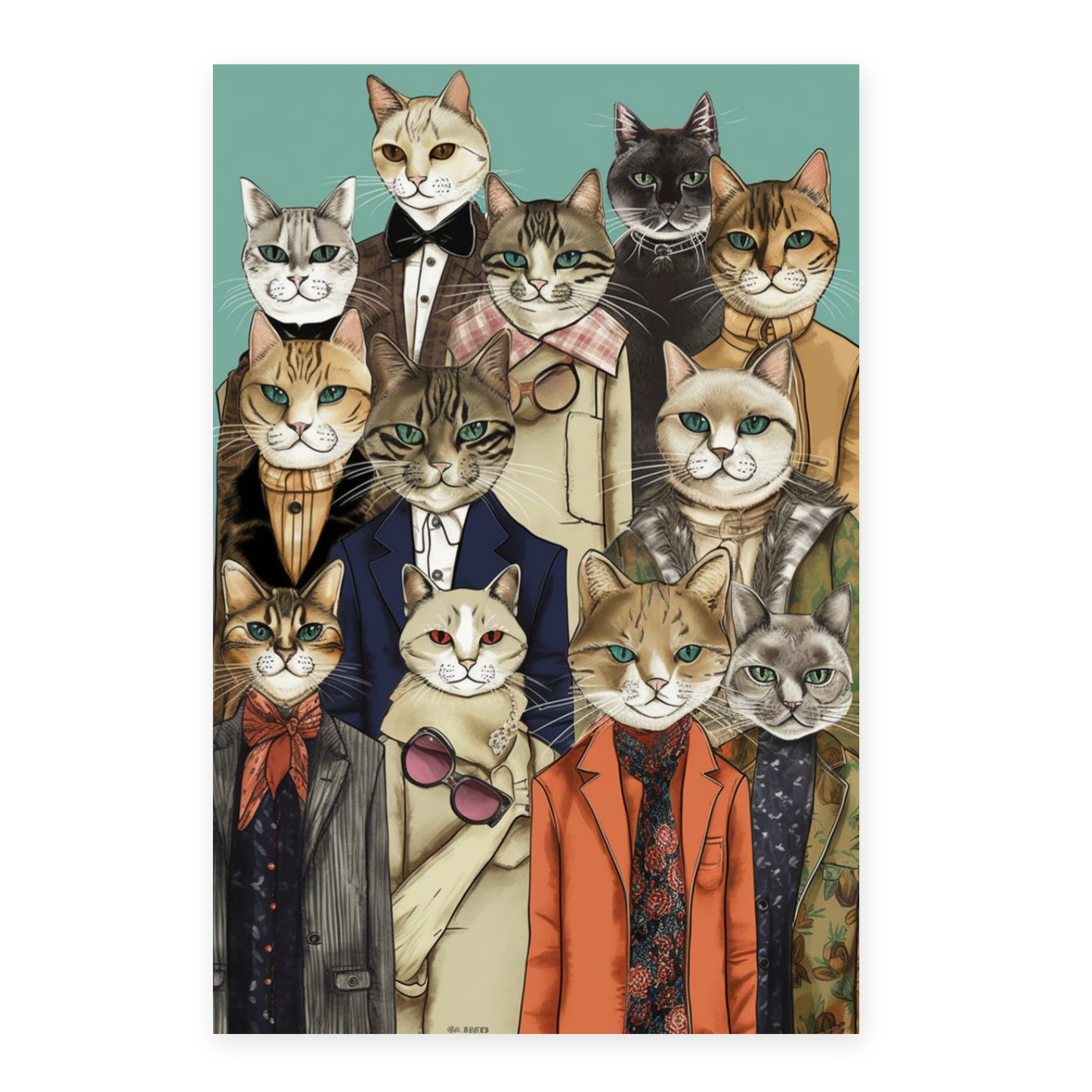 Póster de Moda Gatos con Estilo