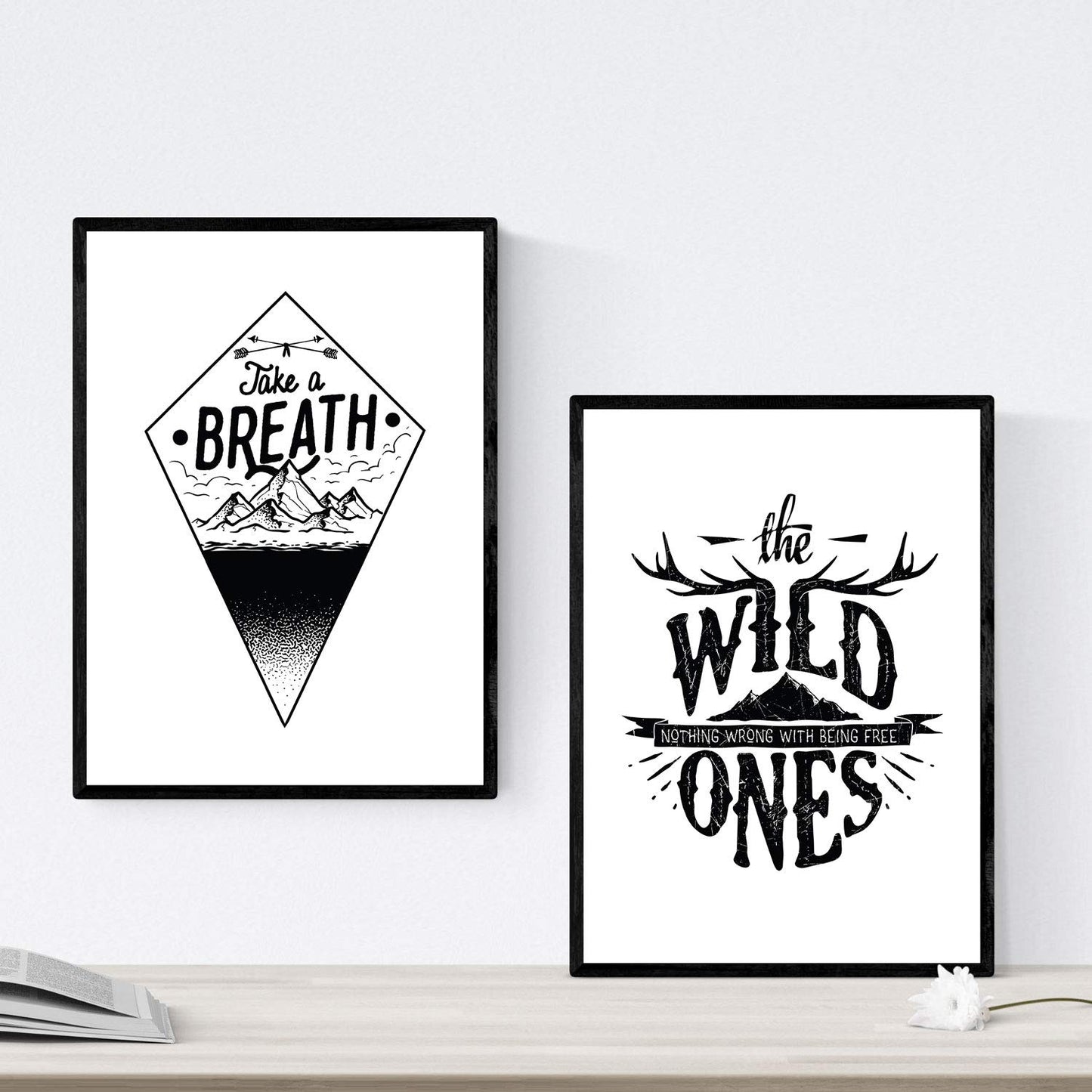 Poster de Montañas blanco y negro. Lámina decorativa de diseño.-Artwork-Nacnic-Nacnic Estudio SL