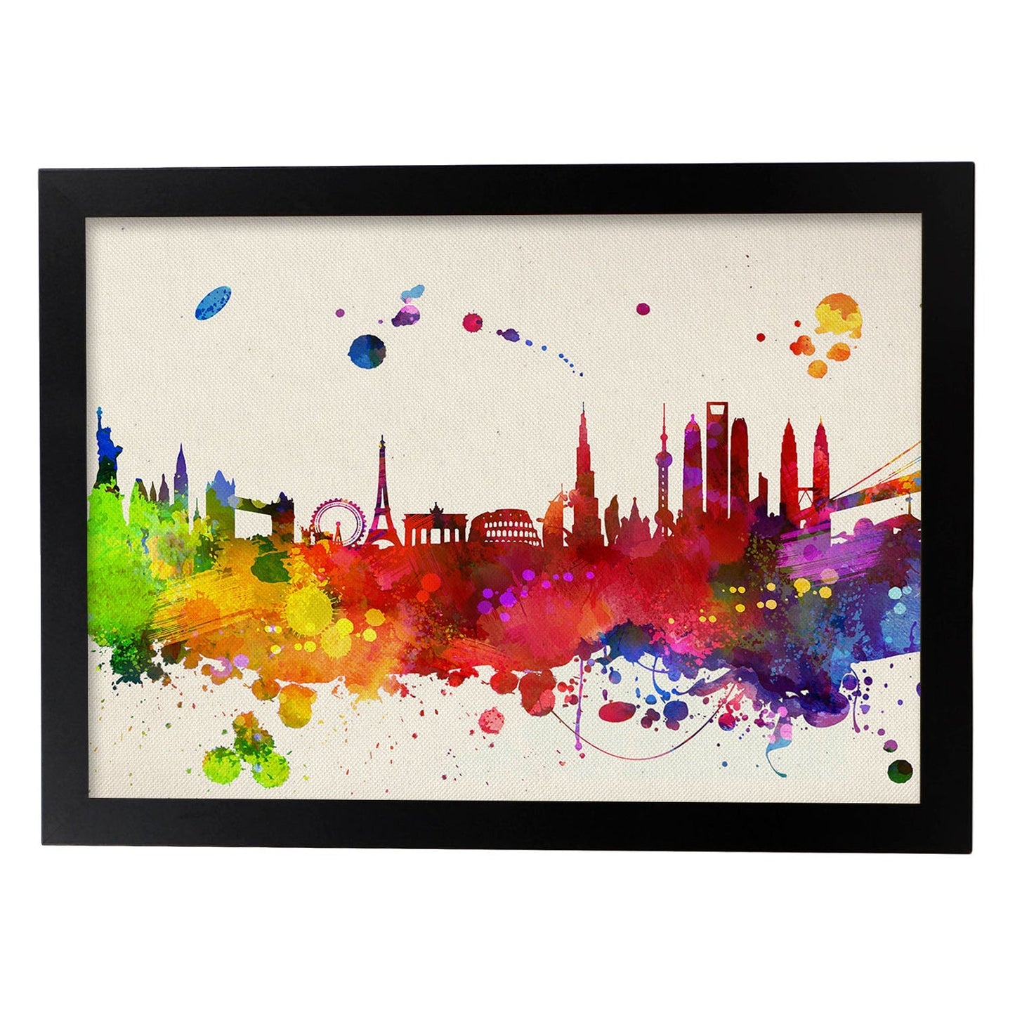 Poster de monumentos del mundo. Láminas e ilustraciones de ciudades, comunidades, y mapas de España.-Artwork-Nacnic-A4-Marco Negro-Nacnic Estudio SL