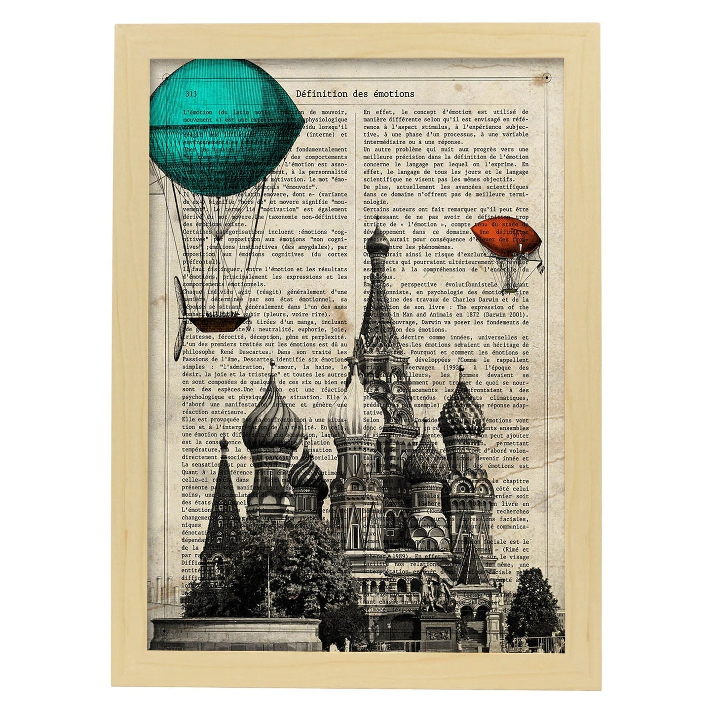 Poster de Moscu. San Basilio. Láminas de monumentos del mundo. Diseño de viaje y de paises.-Artwork-Nacnic-A3-Marco Madera clara-Nacnic Estudio SL