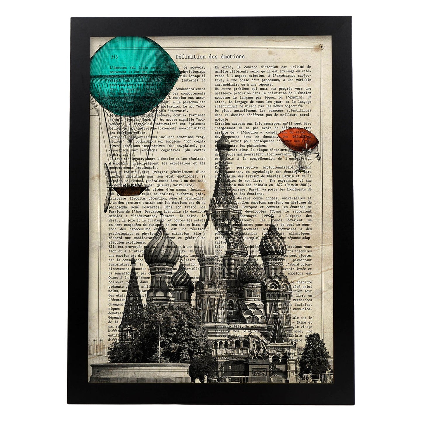 Poster de Moscu. San Basilio. Láminas de monumentos del mundo. Diseño de viaje y de paises.-Artwork-Nacnic-A3-Marco Negro-Nacnic Estudio SL