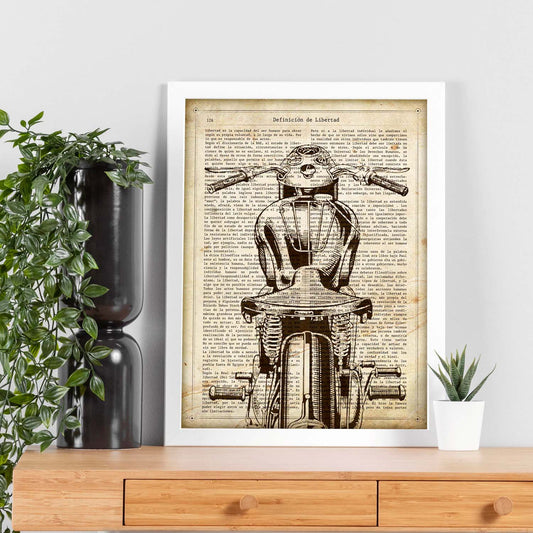 Poster de Moto. Láminas de vehículos con definiciones. Ilustraciones vintage de coches, motos, aviones, 
-Artwork-Nacnic-Nacnic Estudio SL