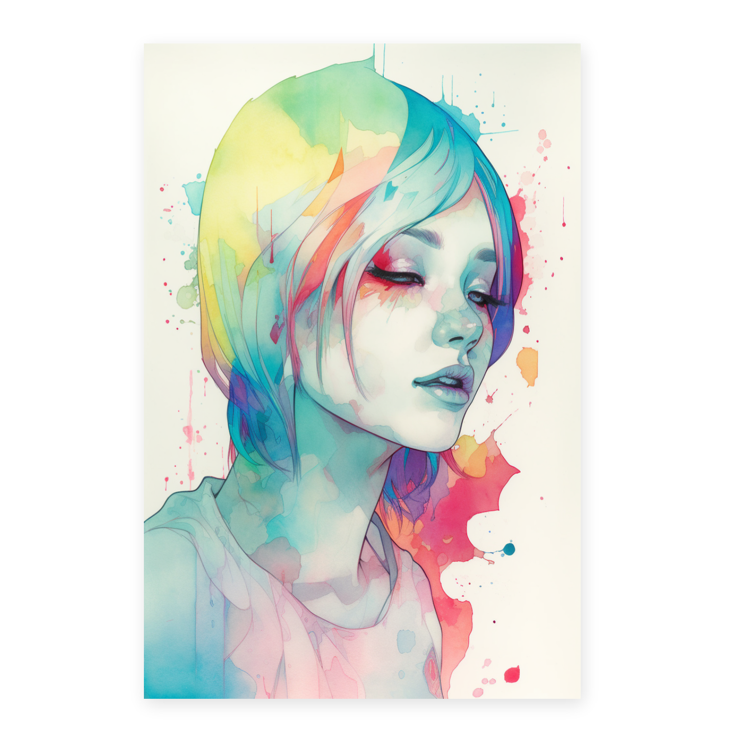 Lámina de Mujer Joven Multicolor