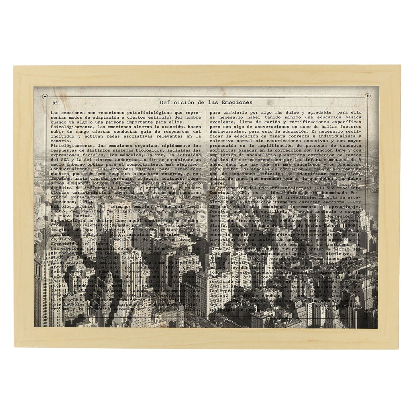 Poster de New York 2. Láminas e ilustraciones de ciudades del mundo y monumentos famosos.-Artwork-Nacnic-A4-Marco Madera clara-Nacnic Estudio SL
