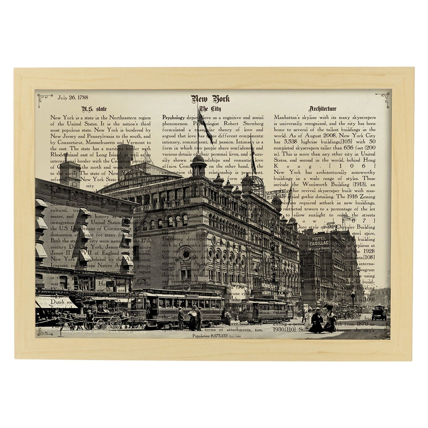 Poster de New York 6. Láminas e ilustraciones de ciudades del mundo y monumentos famosos.-Artwork-Nacnic-A4-Marco Madera clara-Nacnic Estudio SL