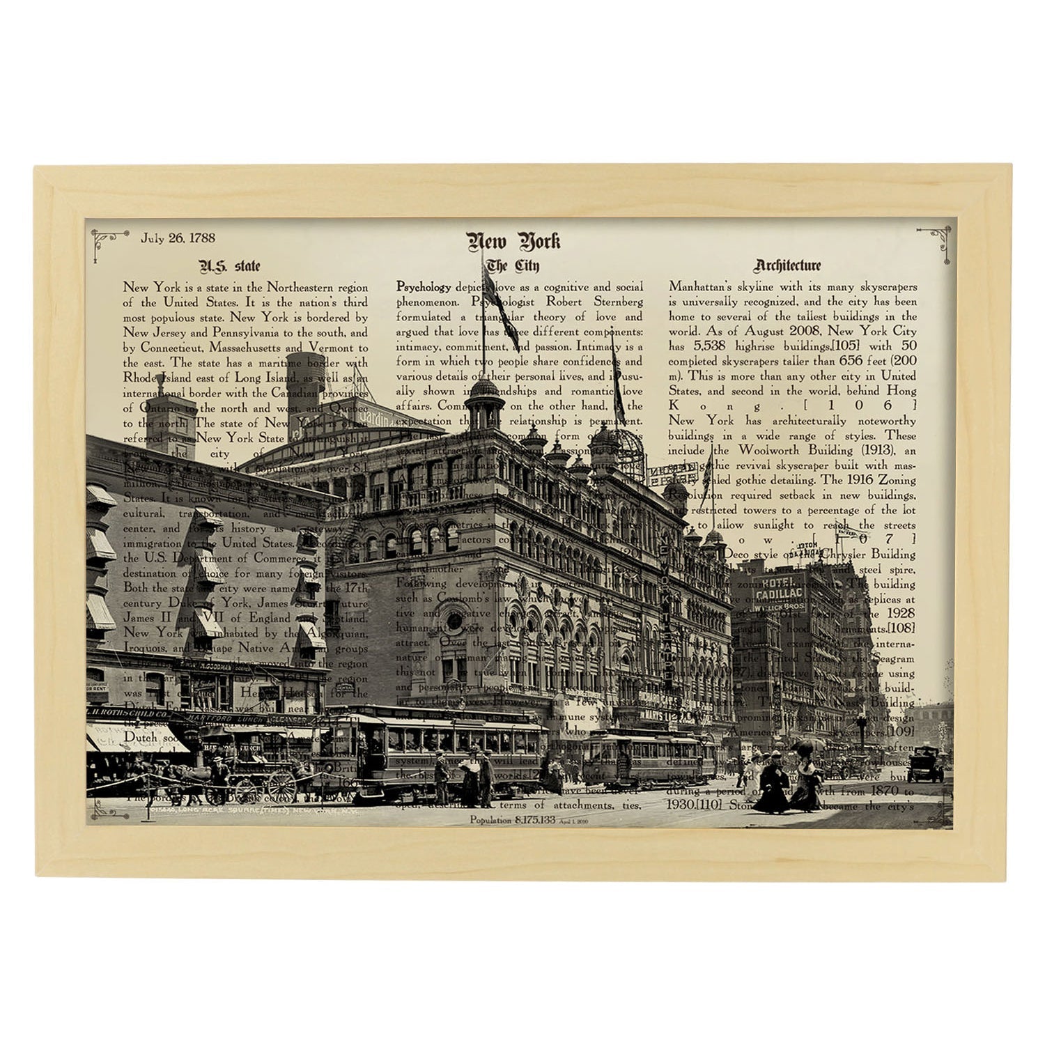 Poster de New York 6. Láminas e ilustraciones de ciudades del mundo y monumentos famosos.-Artwork-Nacnic-A4-Marco Madera clara-Nacnic Estudio SL